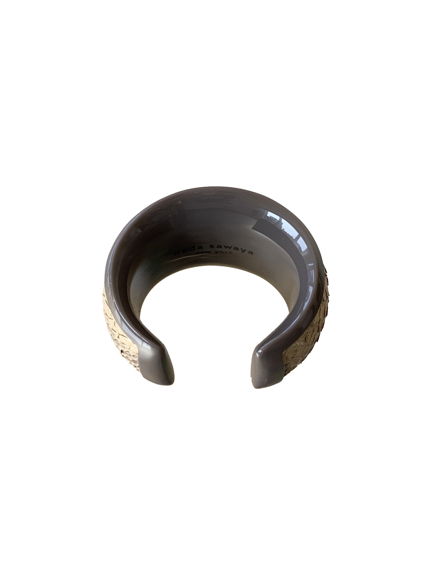 Resin Cuff Bracelet - Grey / Gold