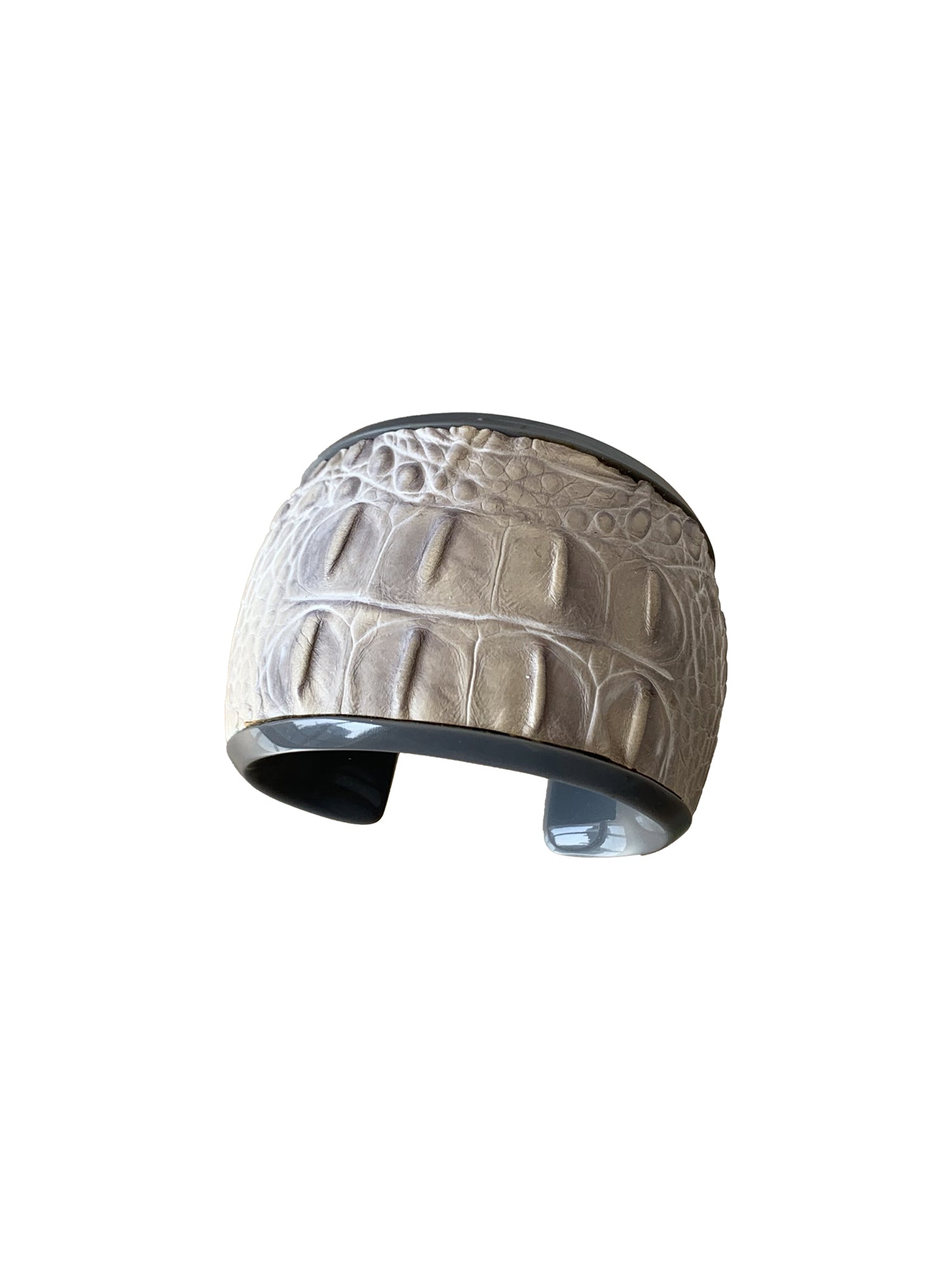Resin Cuff Bracelet - Grey / Silver