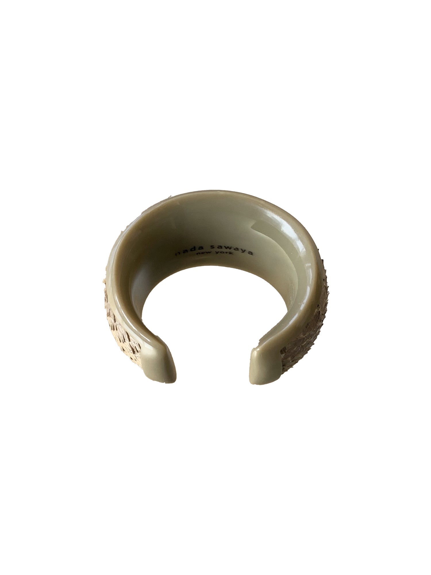 Resin Cuff Bracelet - Khaki / Gold