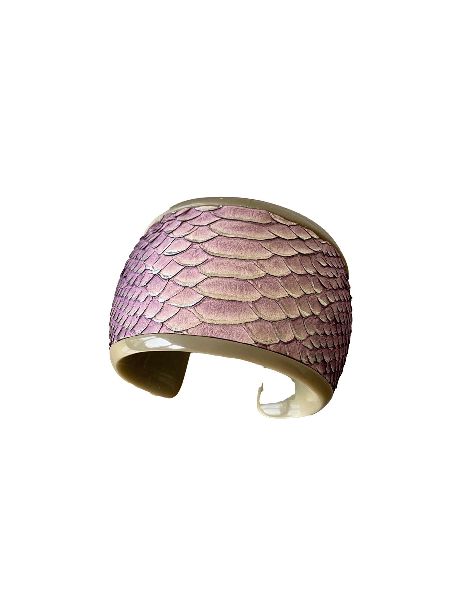Resin Cuff Bracelet - Khaki / Purple