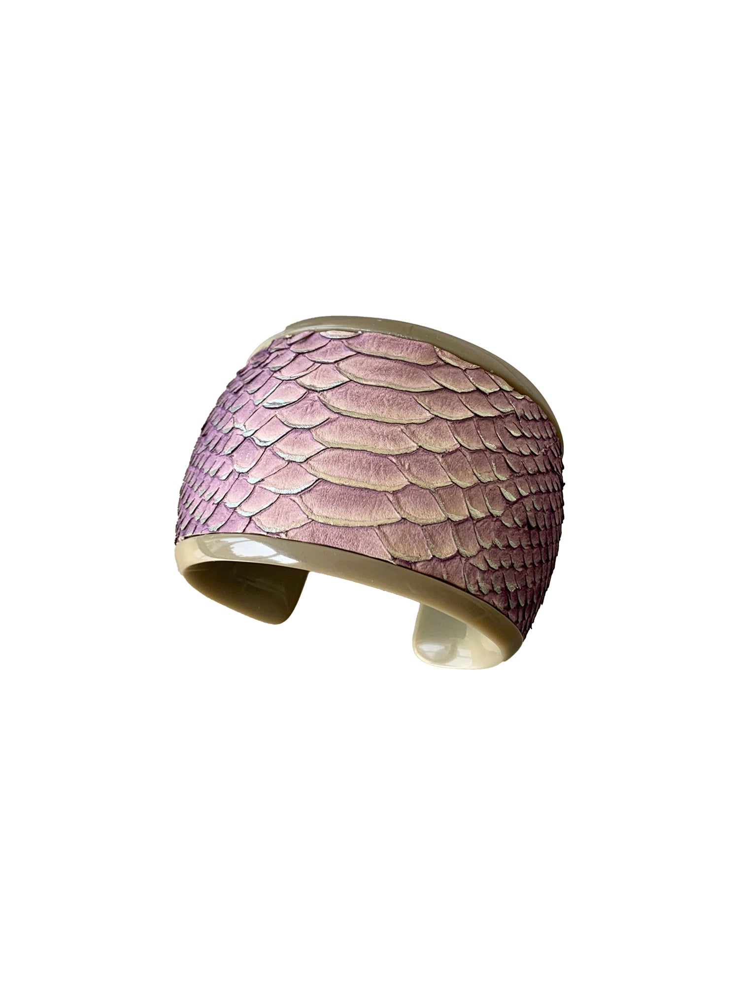 Resin Cuff Bracelet - Khaki / Purple