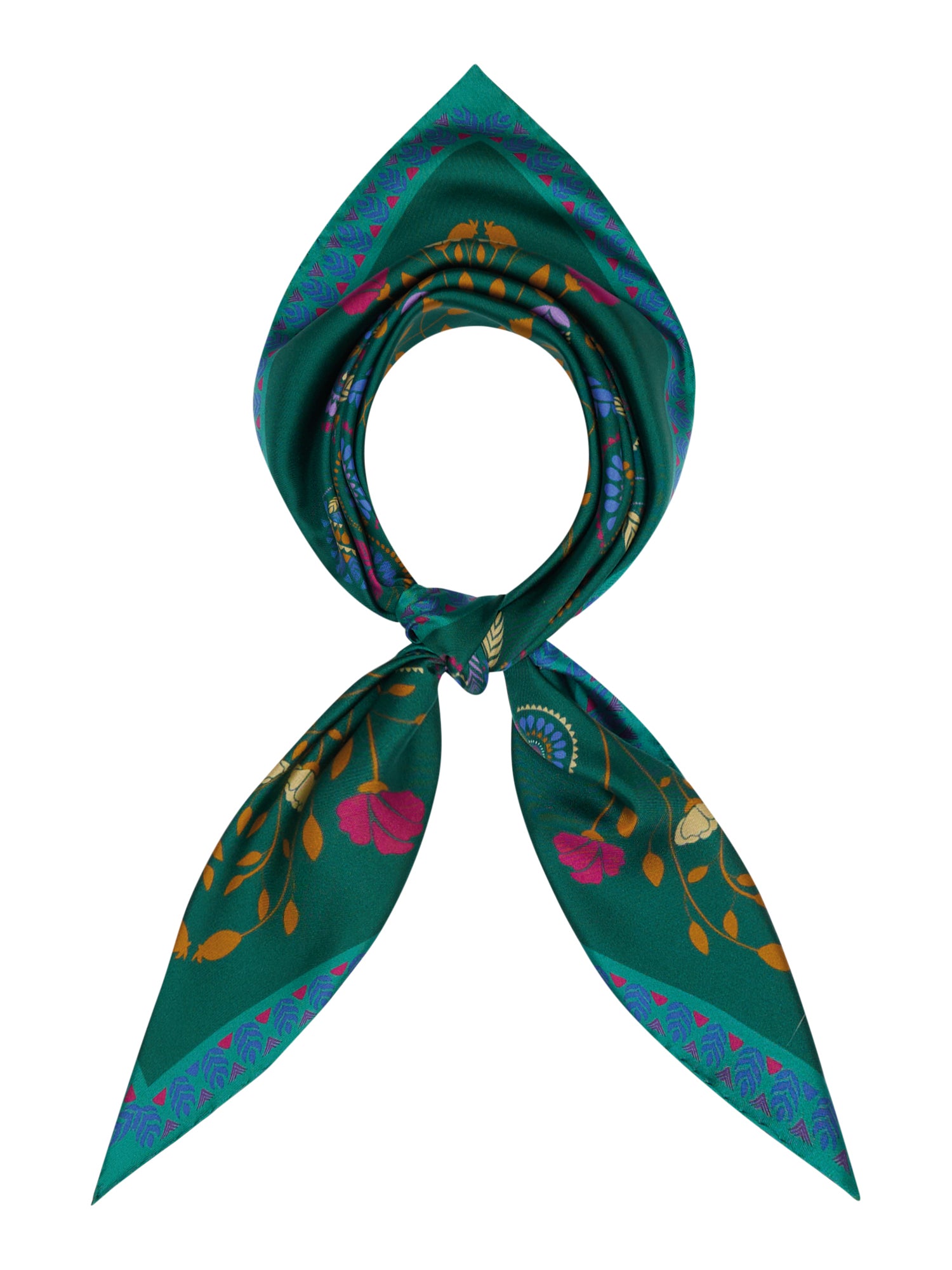 Reversible Silk 90x90  Square Scarf Embroidery Print