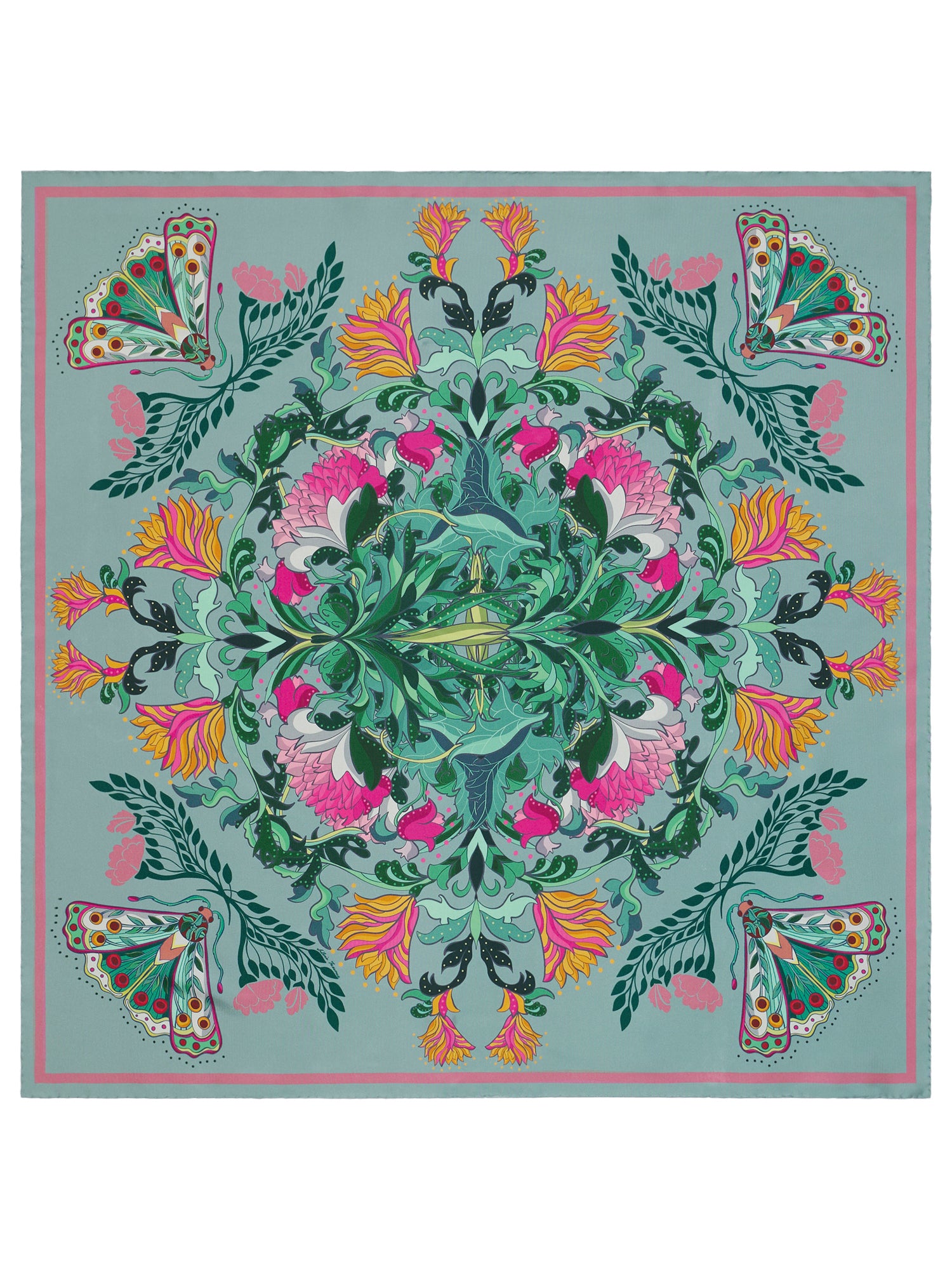 Reversible Silk 90x90  Square Scarf Moth print