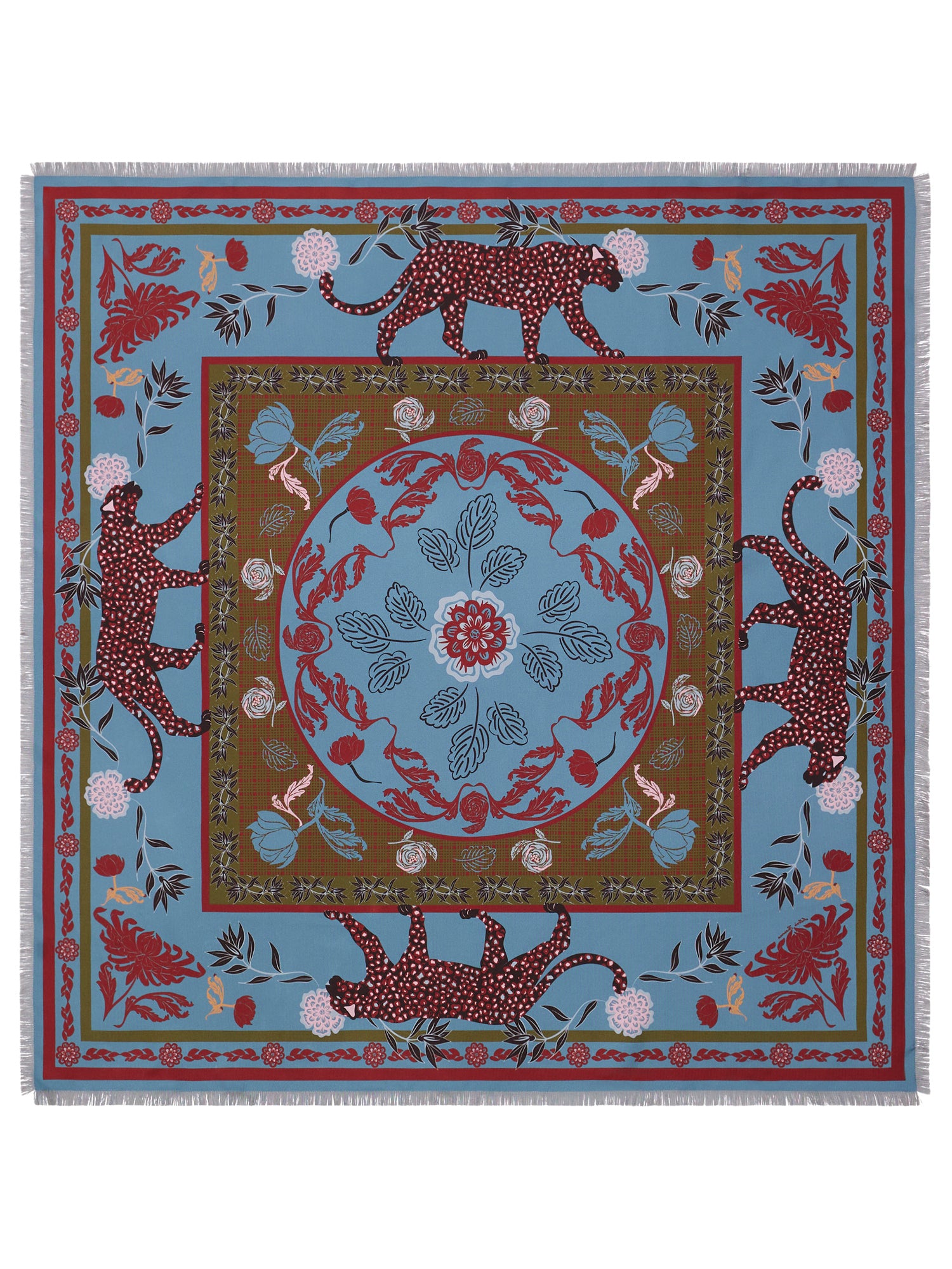 Reversible Silk 90x90  Square Scarf Panther Print