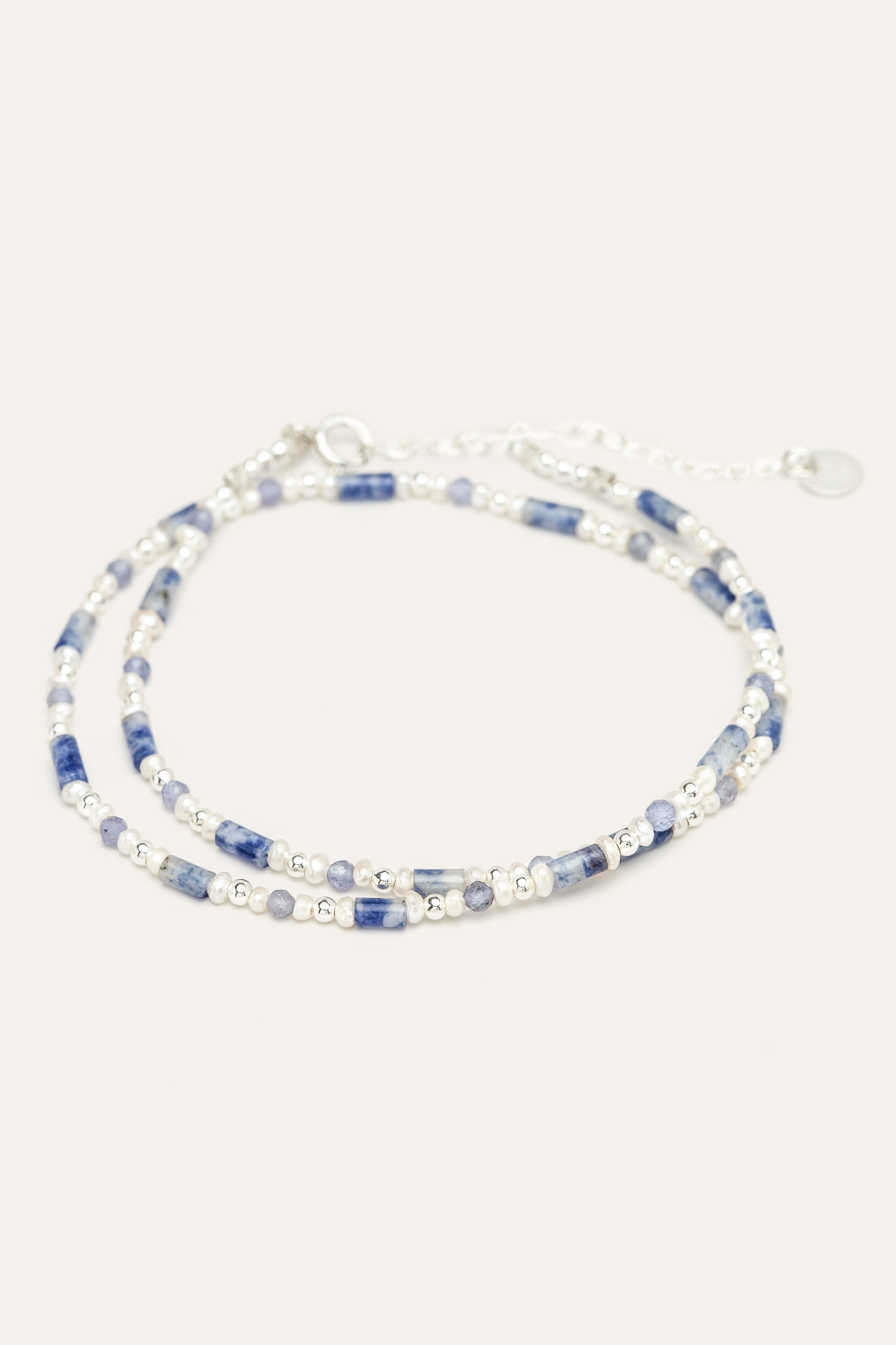 Necklace & Bracelet Lame - Silver & Blue
