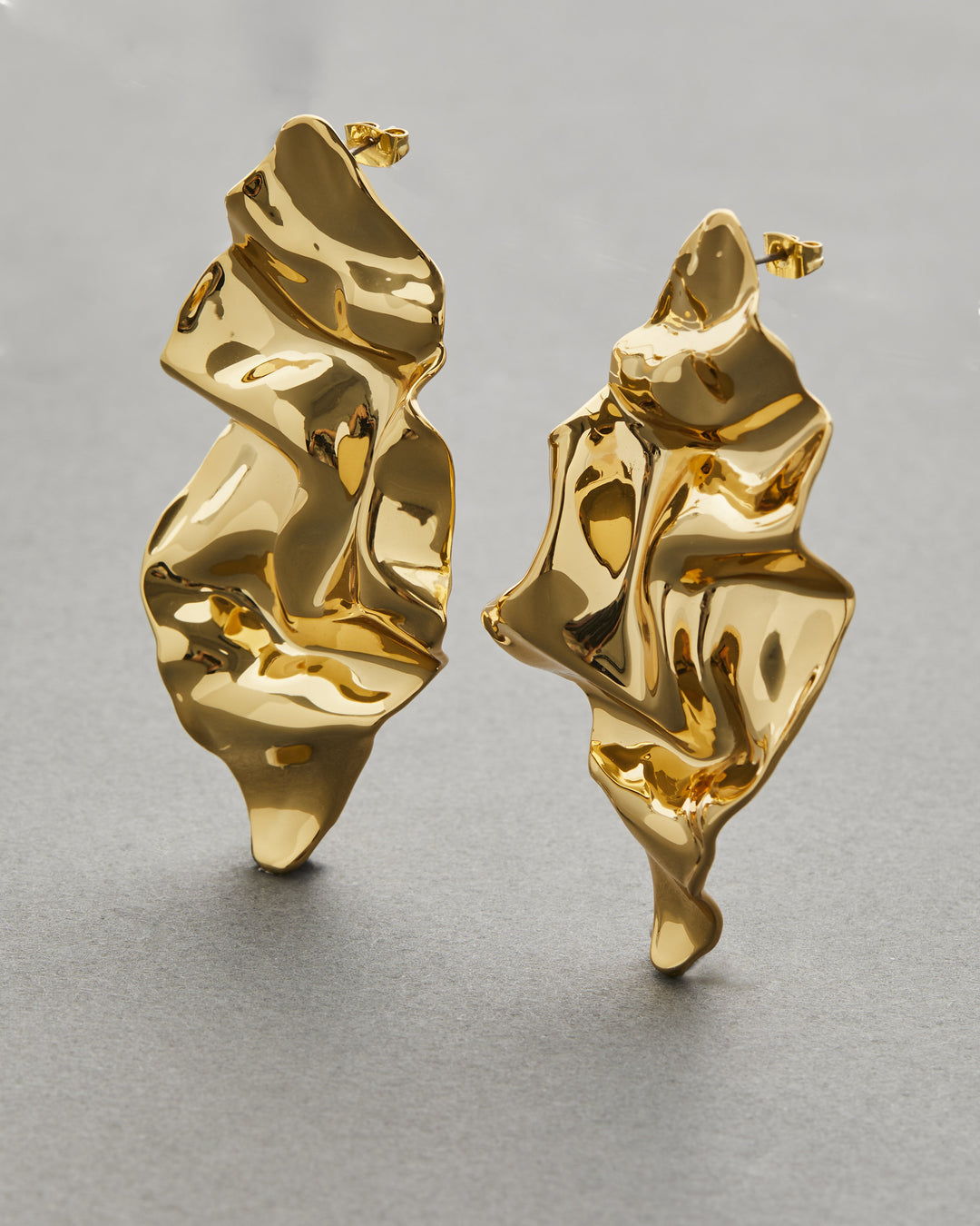 Crumpled Large Post Earring- Gold