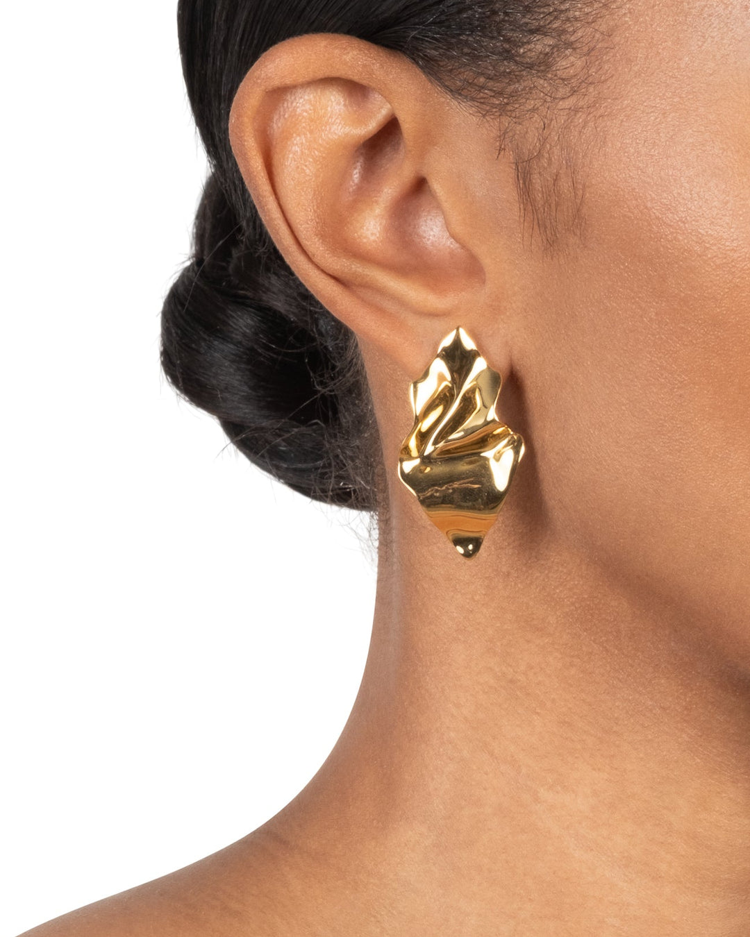 Crumpled Small Post Earring- Gold