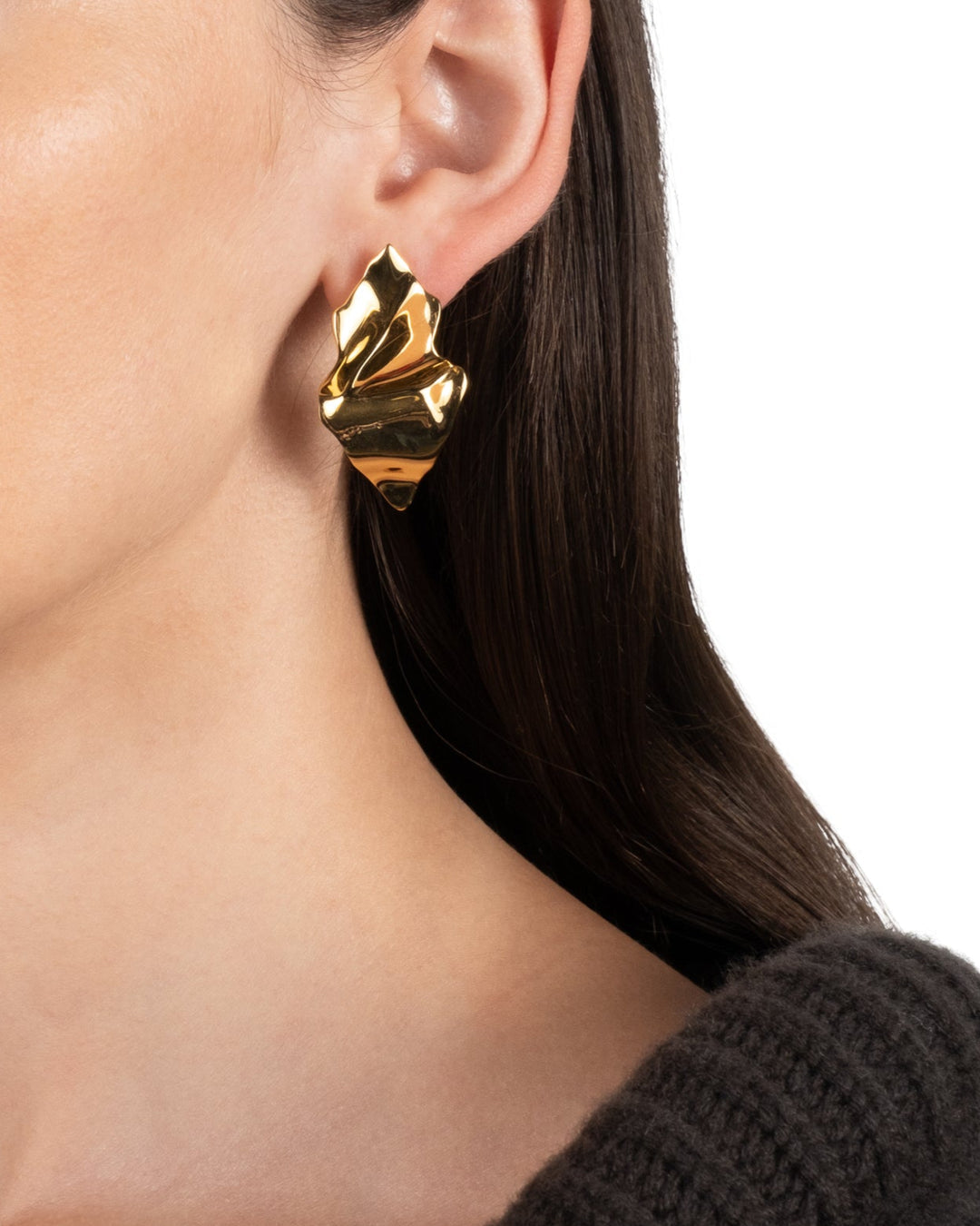 Crumpled Small Post Earring- Gold
