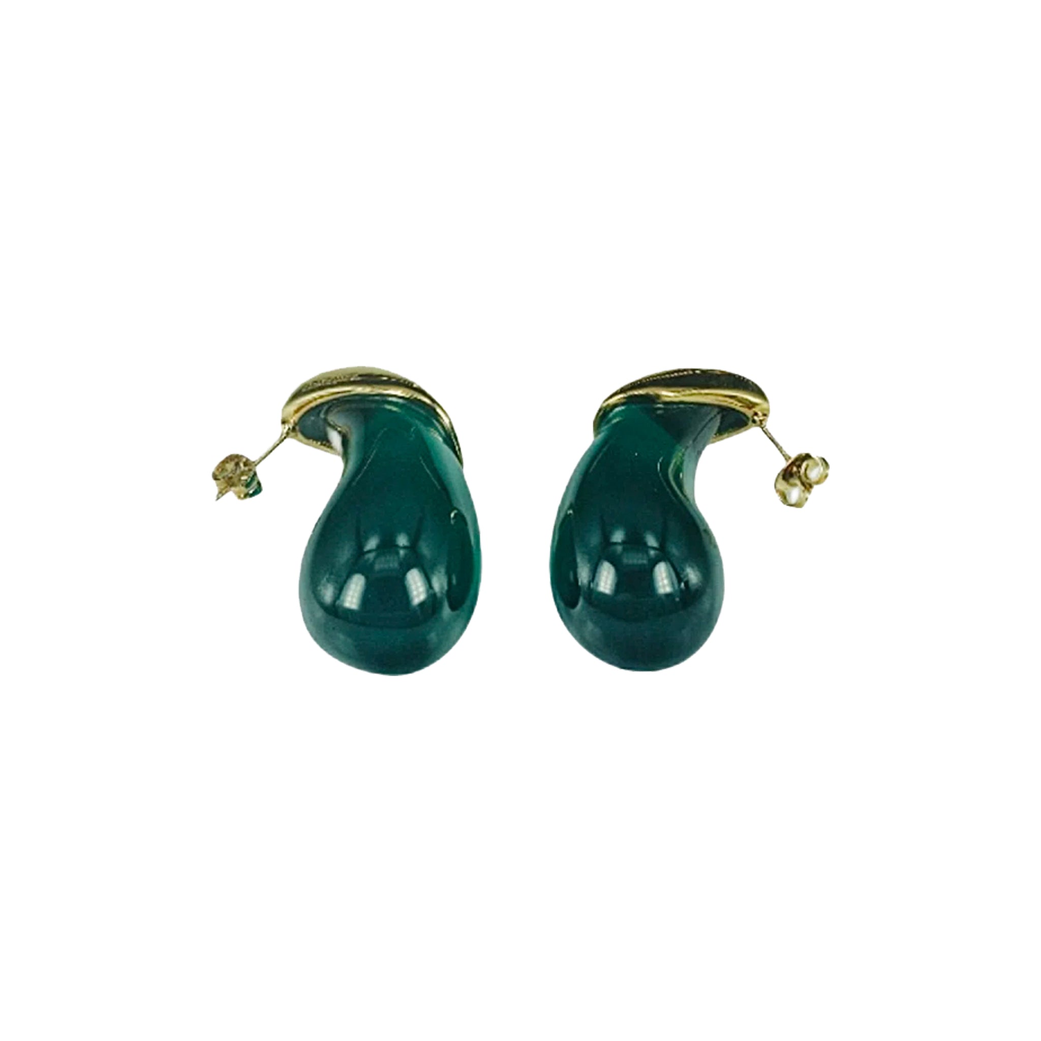 Large Teardrop Earrings Emerald Green