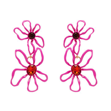 Mildred Lux Flower Earrings Magenta