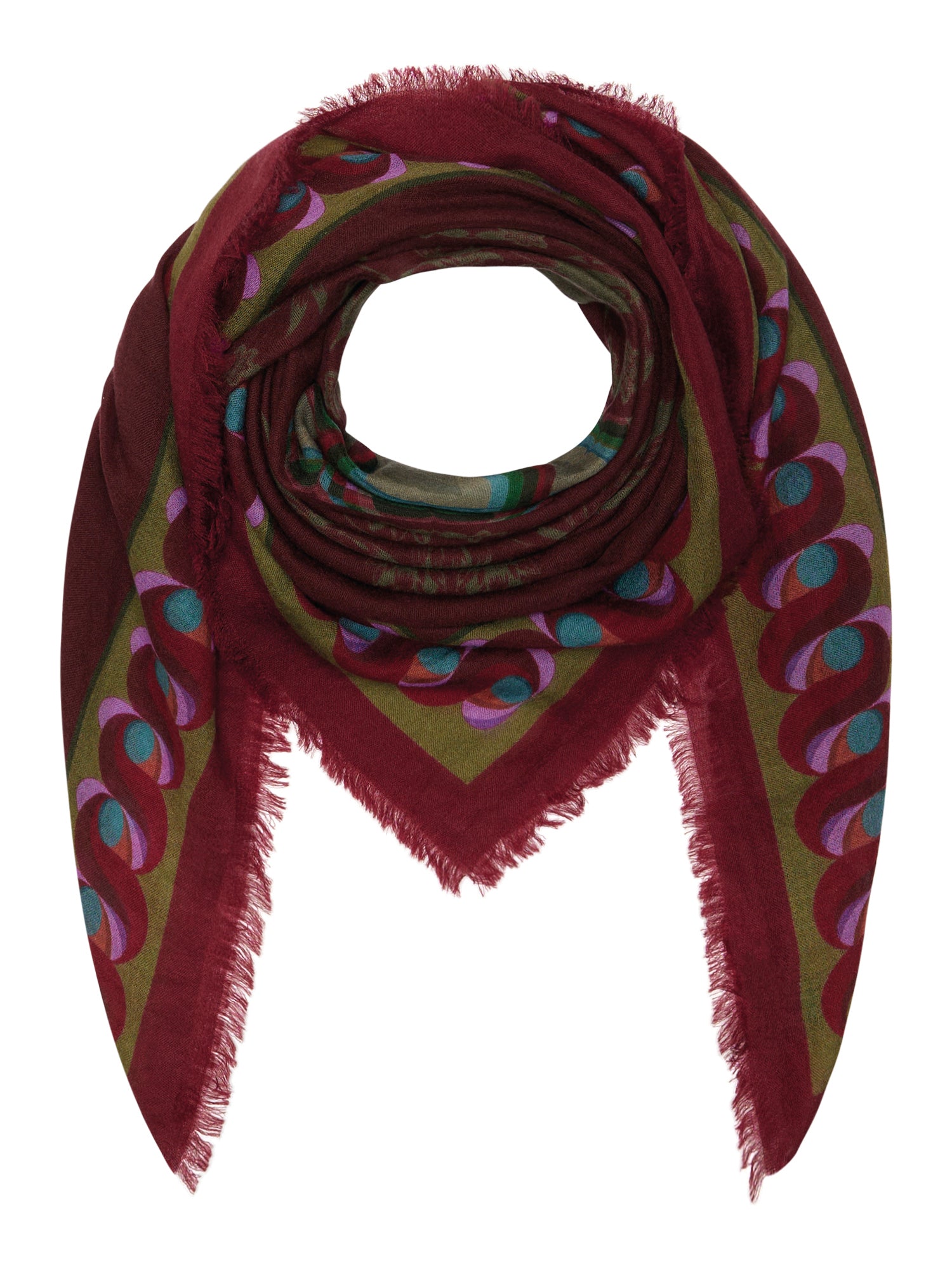 Wool-Silk 135x135  Scarf Seventies Print
