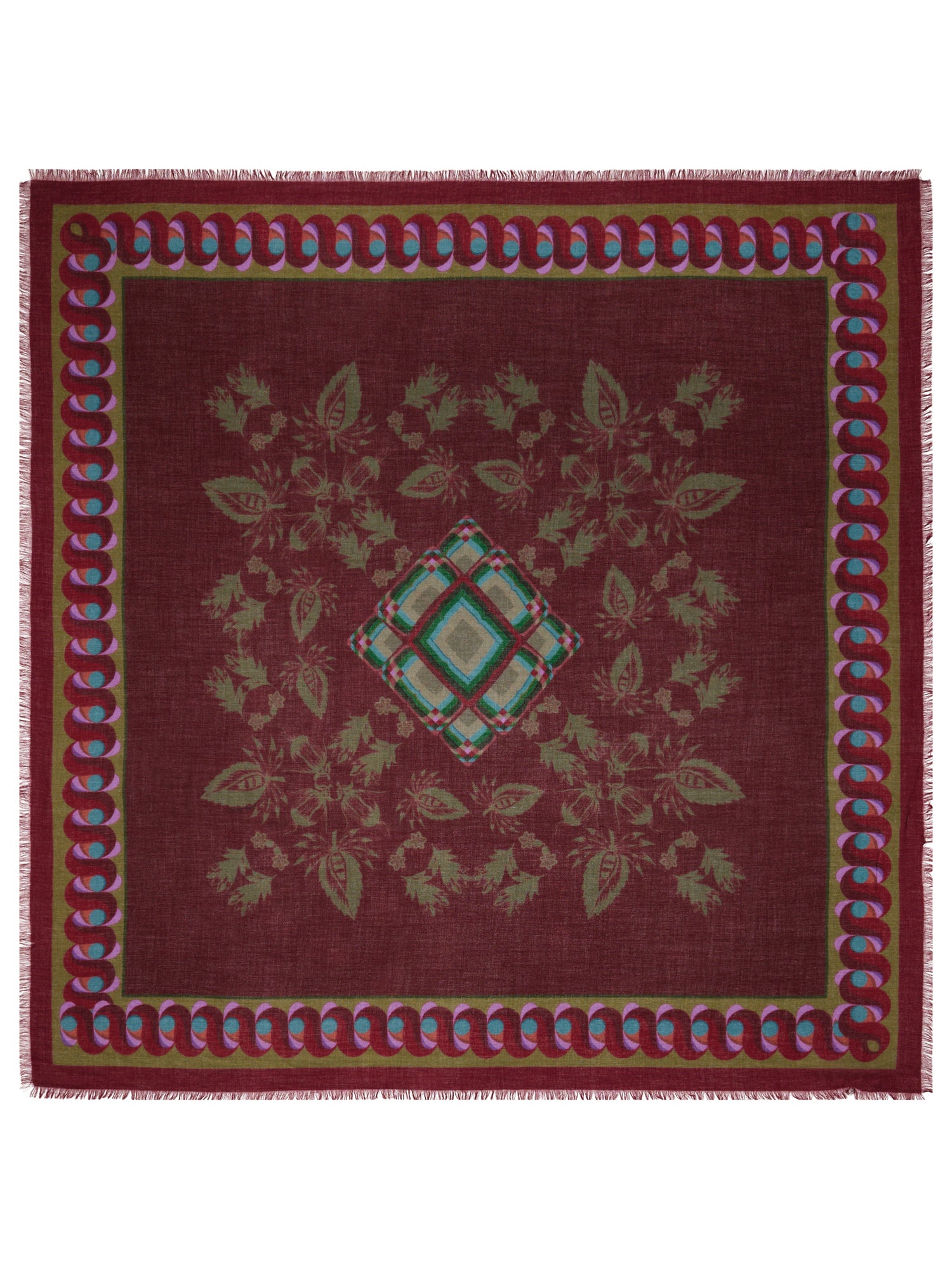 Wool-Silk 135x135  Scarf Seventies Print