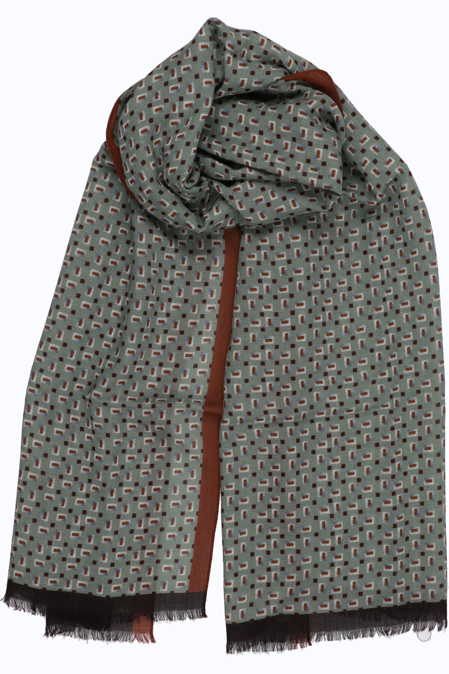 Unisex Printed Twill Scarf – Wool Twill Geometric Print