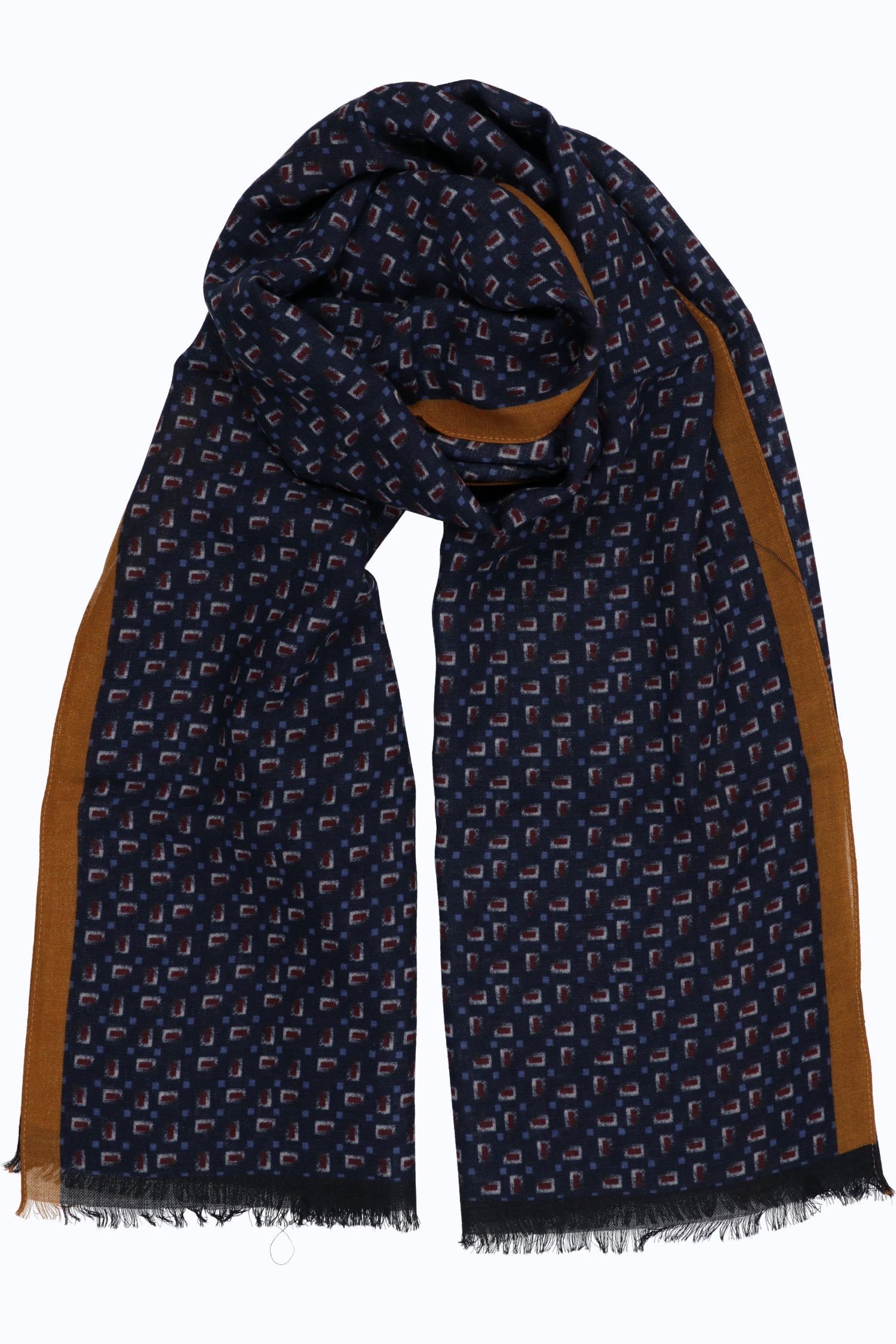 Unisex Printed Twill Scarf – Wool Twill Geometric Print