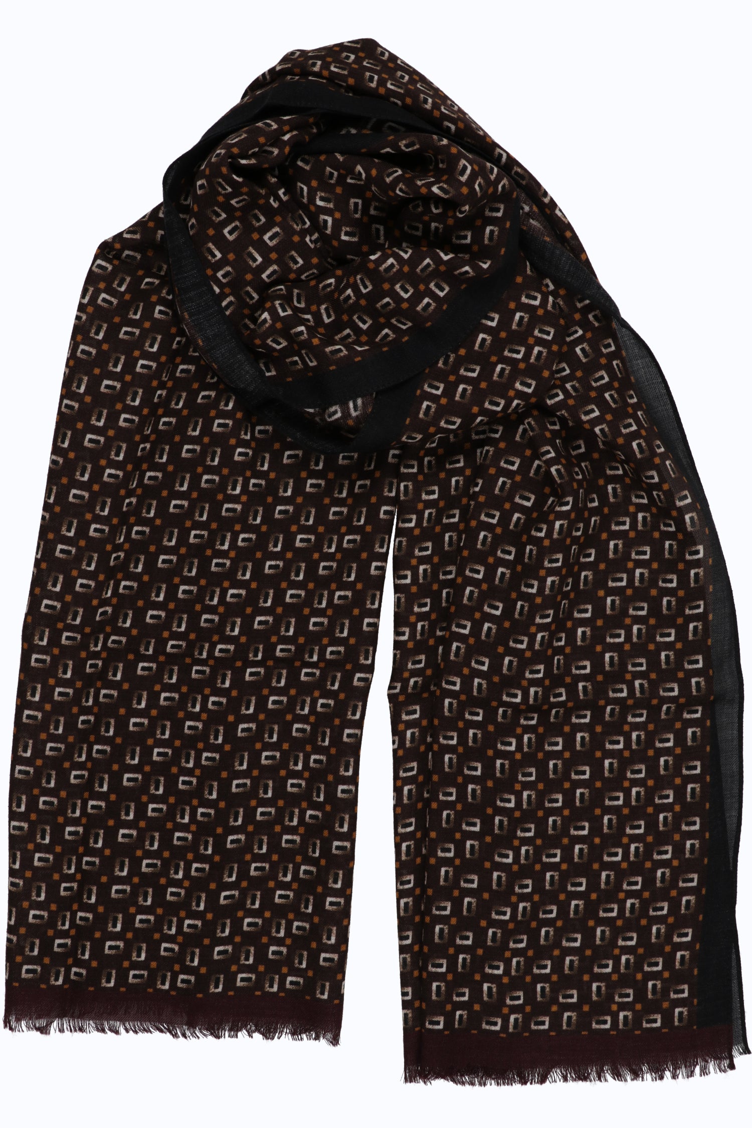 Unisex Printed Twill Scarf – Wool Twill Geometric Print