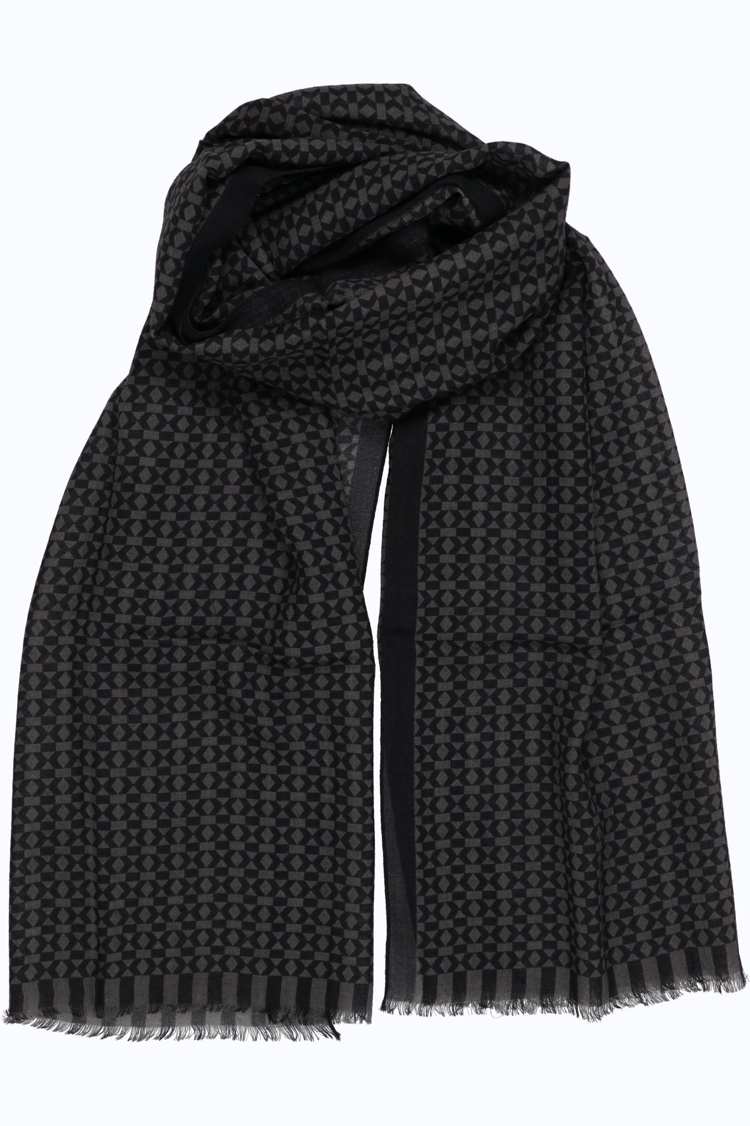 Geometric Twill Wool Scarf – 55x190 cm