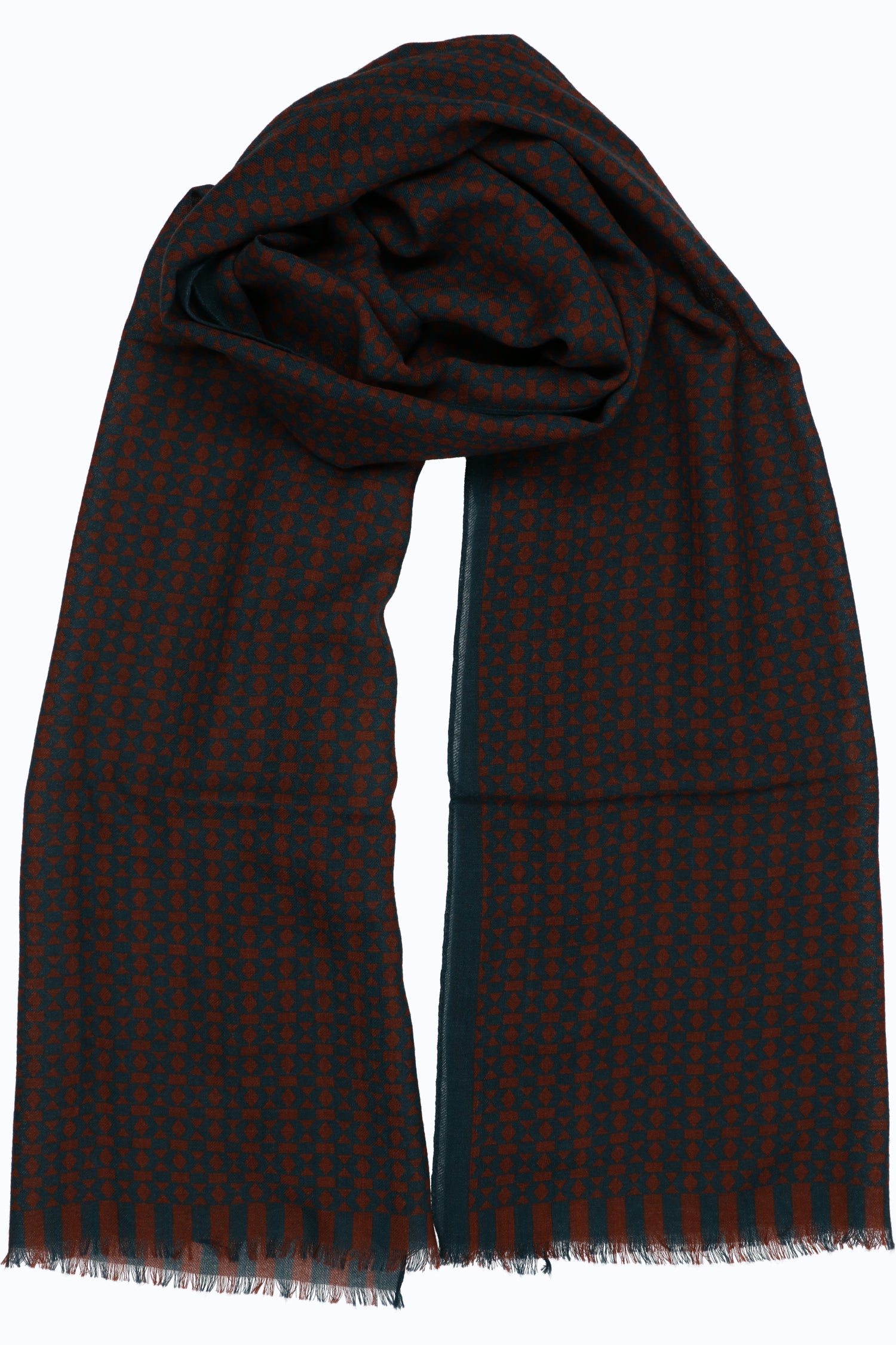 Geometric Twill Wool Scarf – 55x190 cm