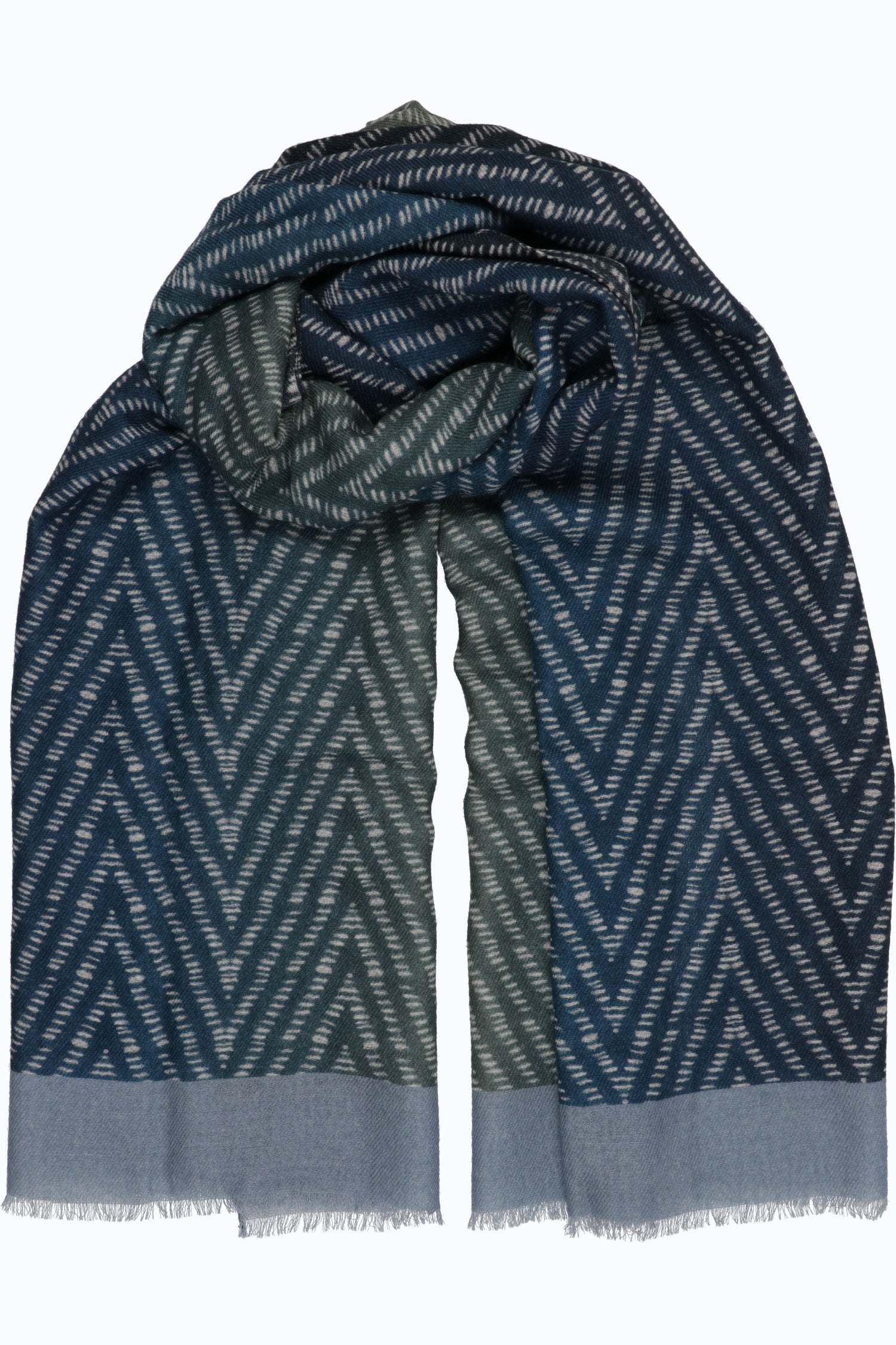 Chevron Gradient Wool Twill Scarf
