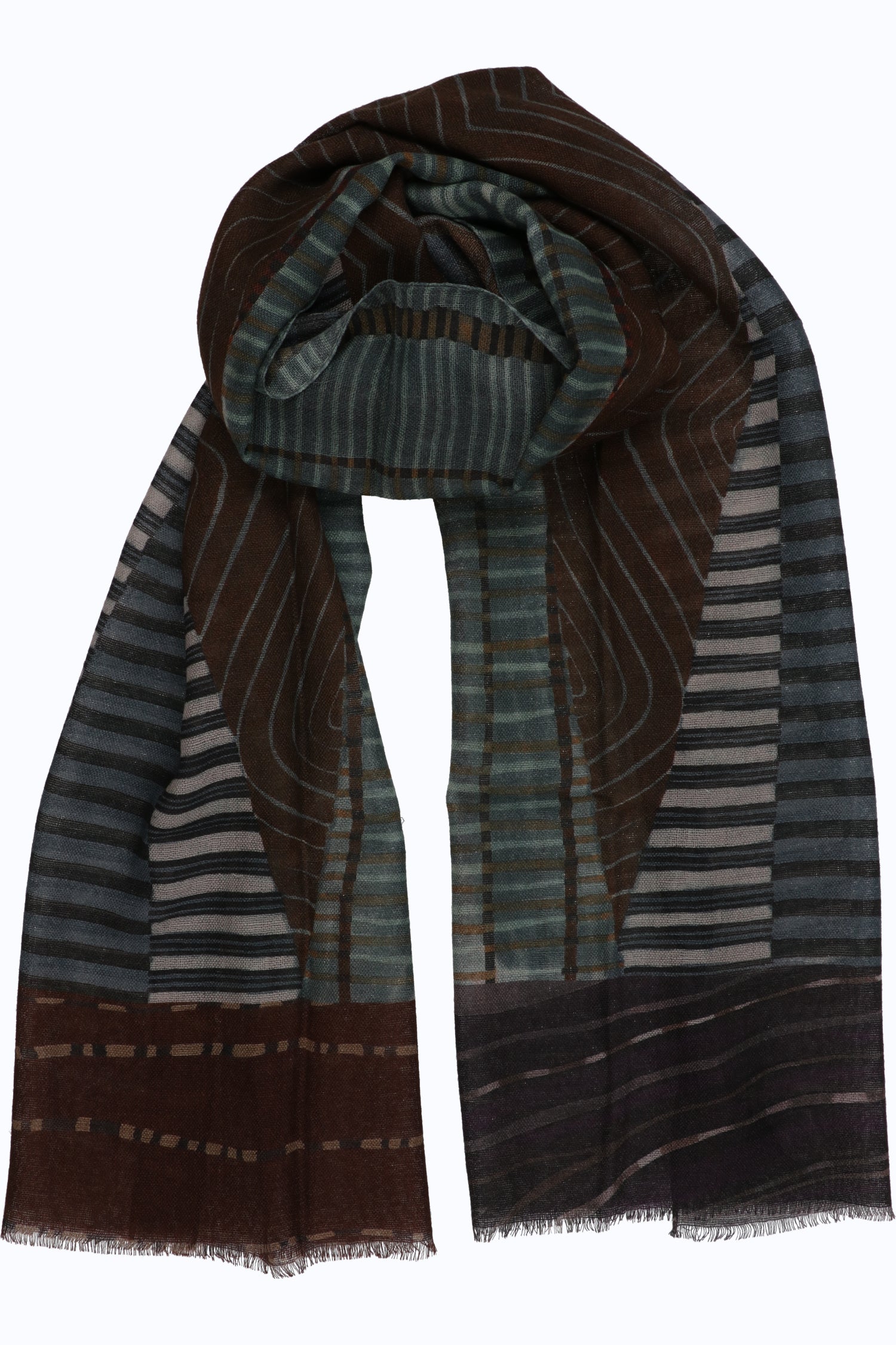 Unisex Graphic Stripe Knit Scarf – 100% Wool