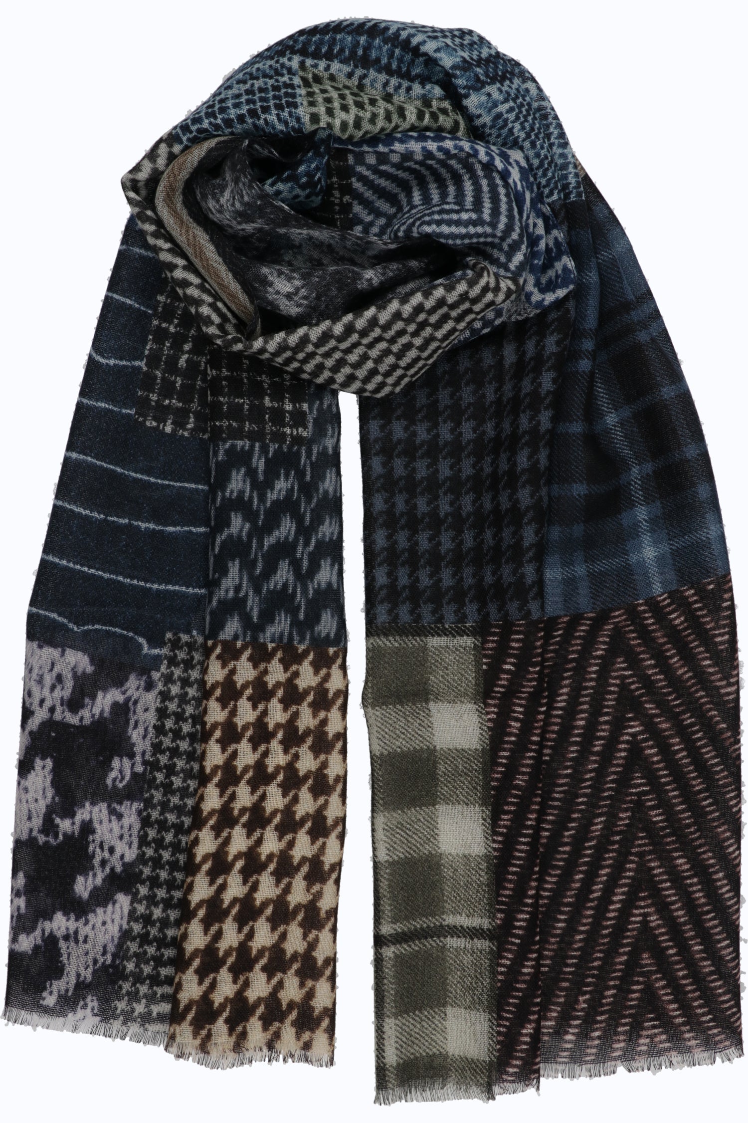 Patchwork Knit Scarf – 100% Wool