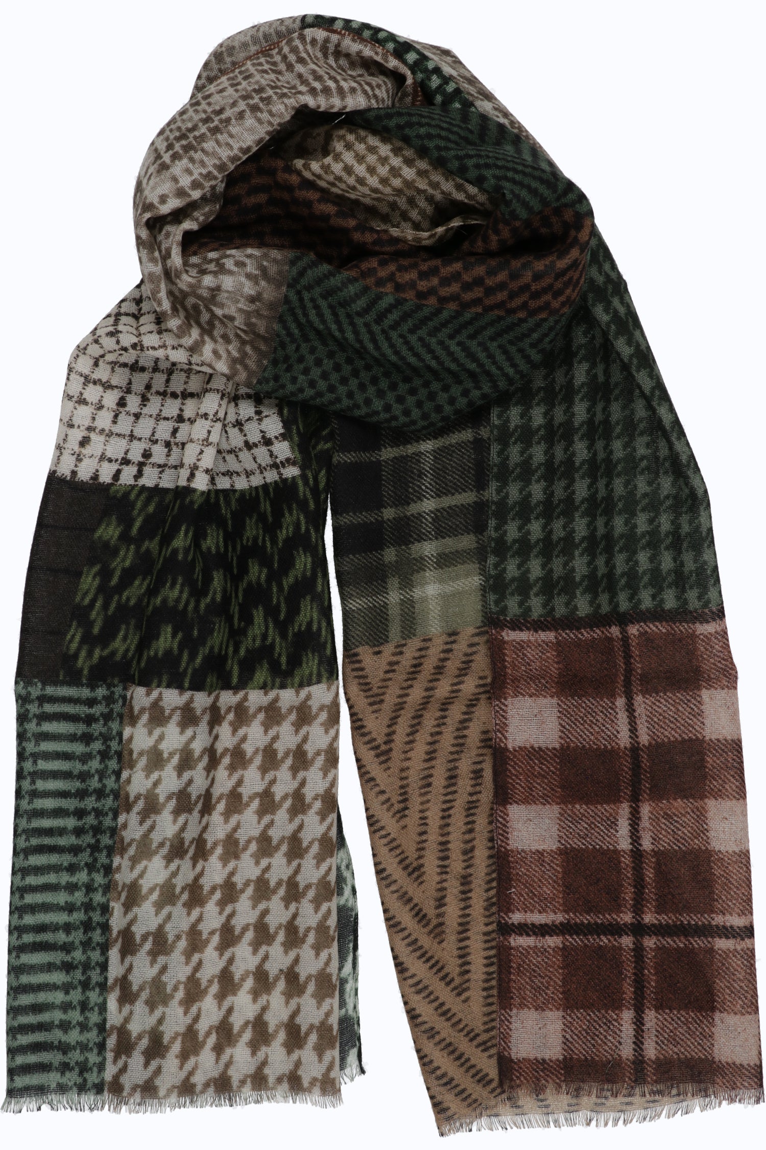 Patchwork Knit Scarf – 100% Wool