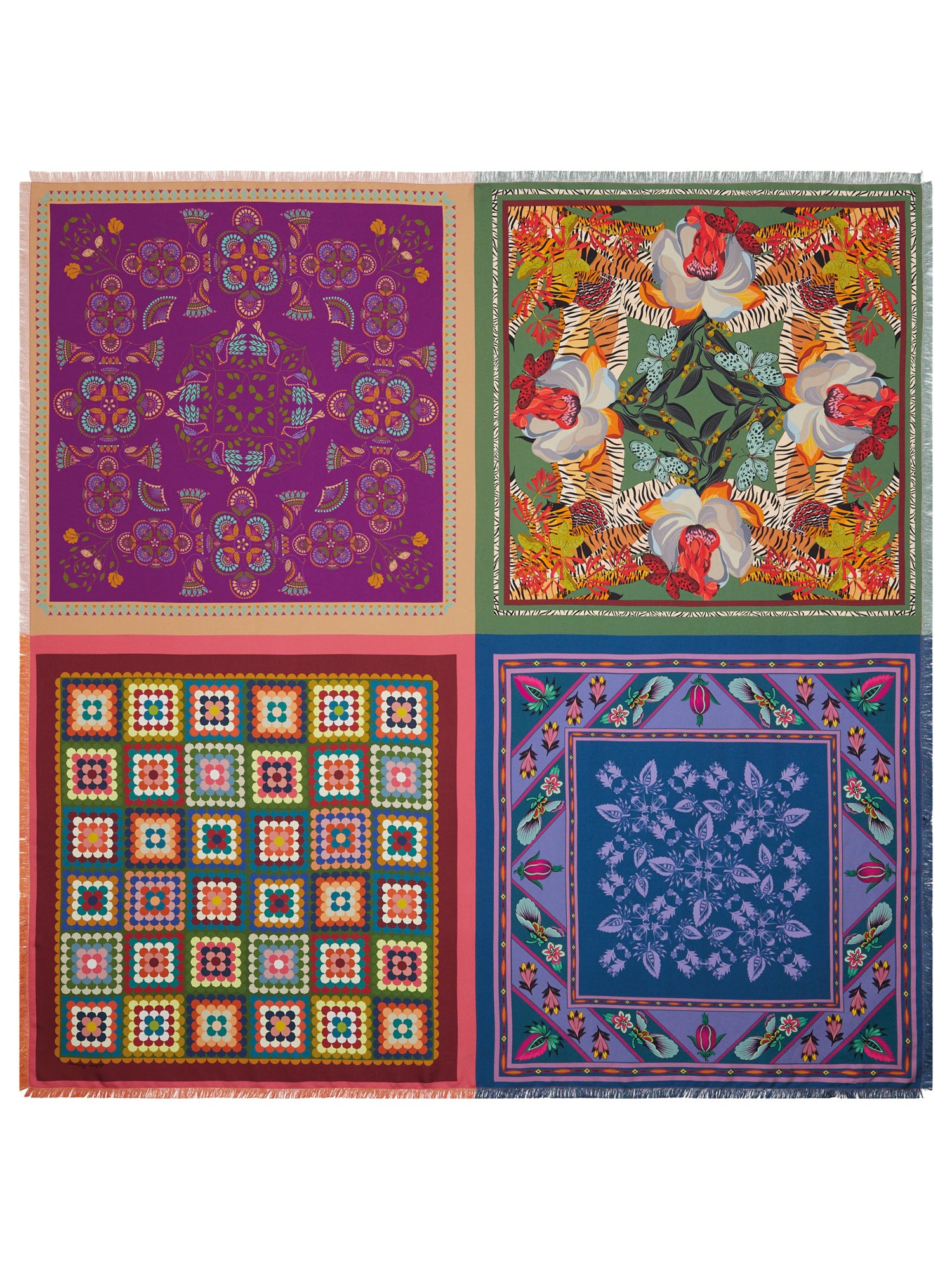 Silk 135x135 Scarf Fancy Print