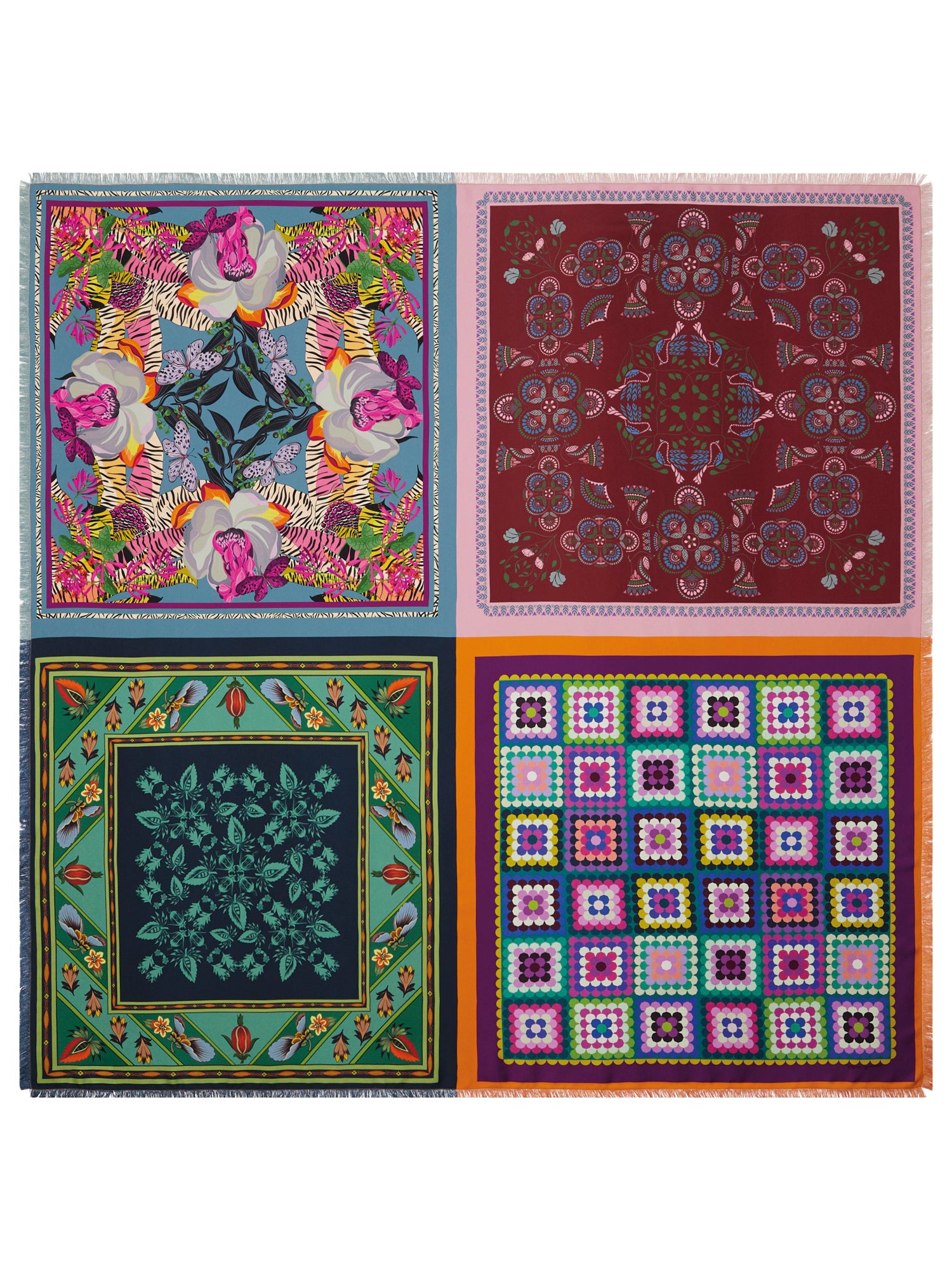 Silk 135x135 Scarf Fancy Print