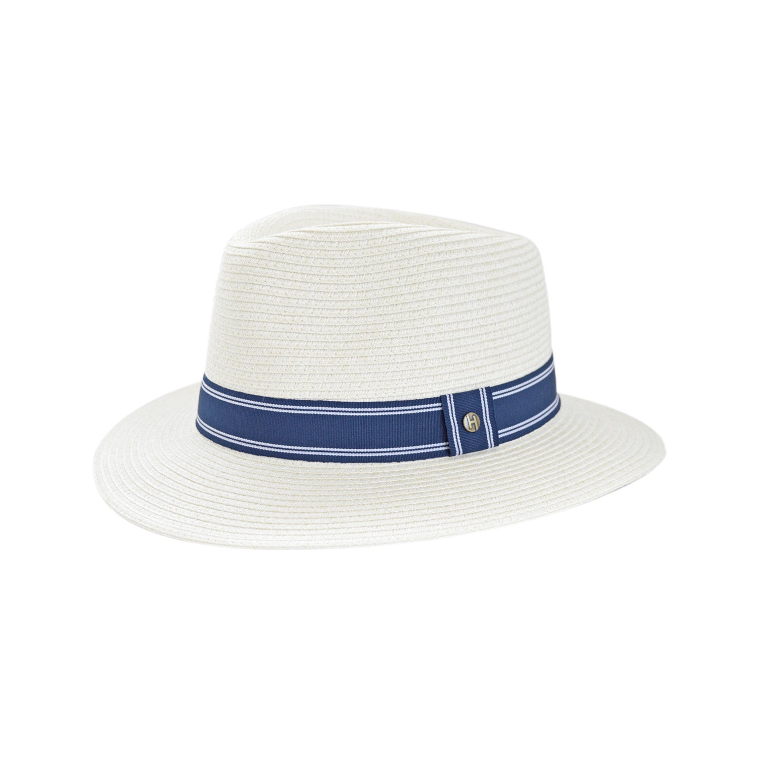 Stripe Fedora - Ivory/Navy/White