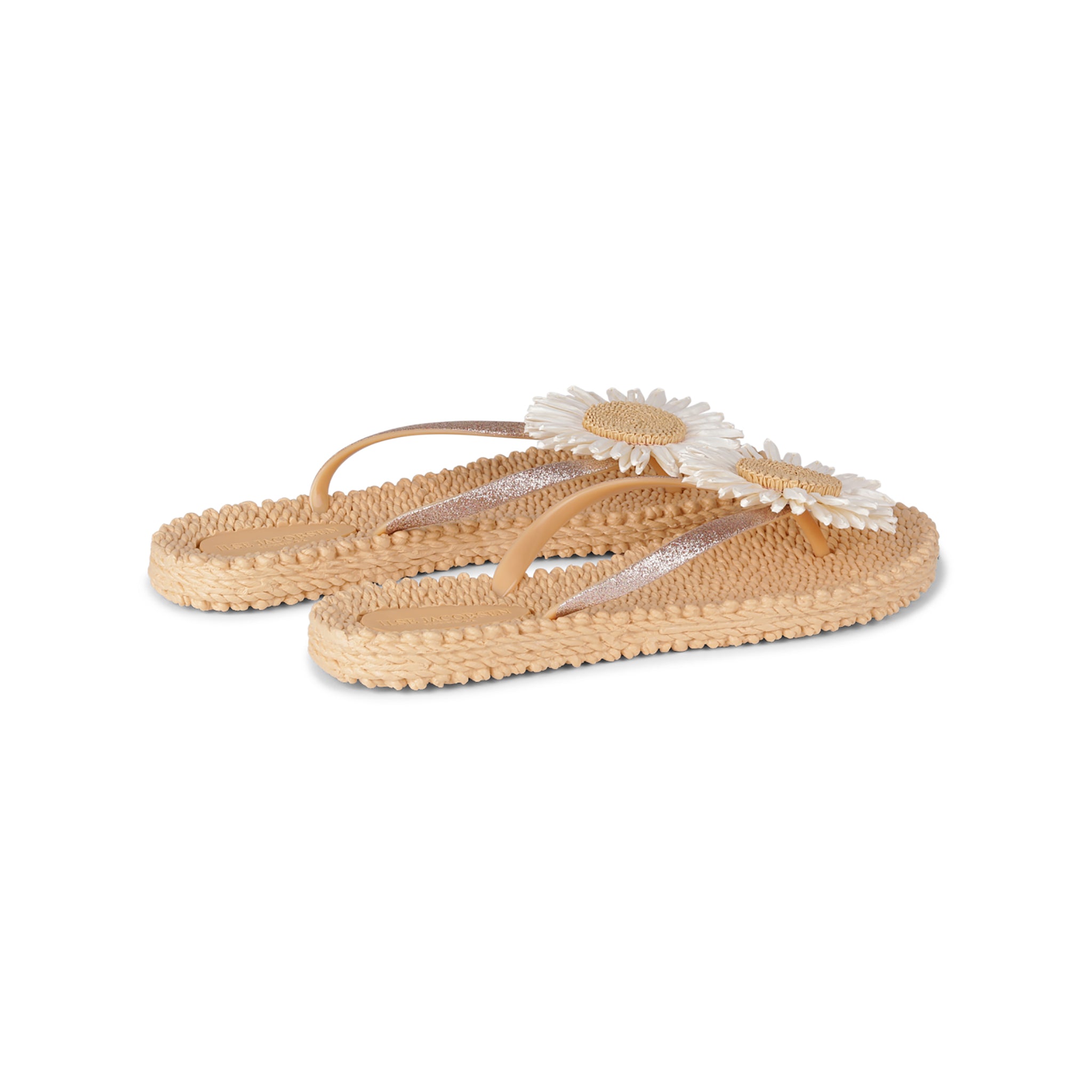 Flip Flop With Flower - Beige