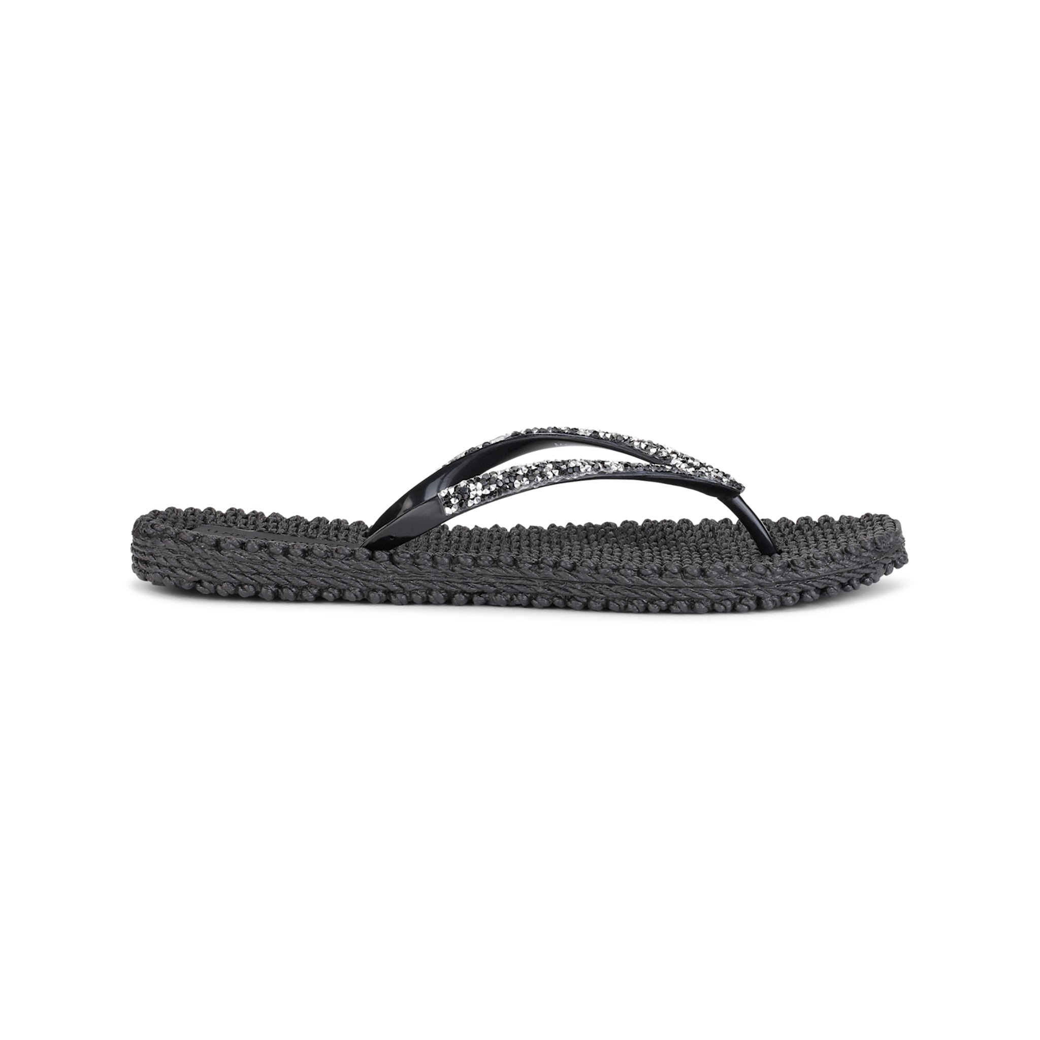 Flip Flop With Rhinestones - Black