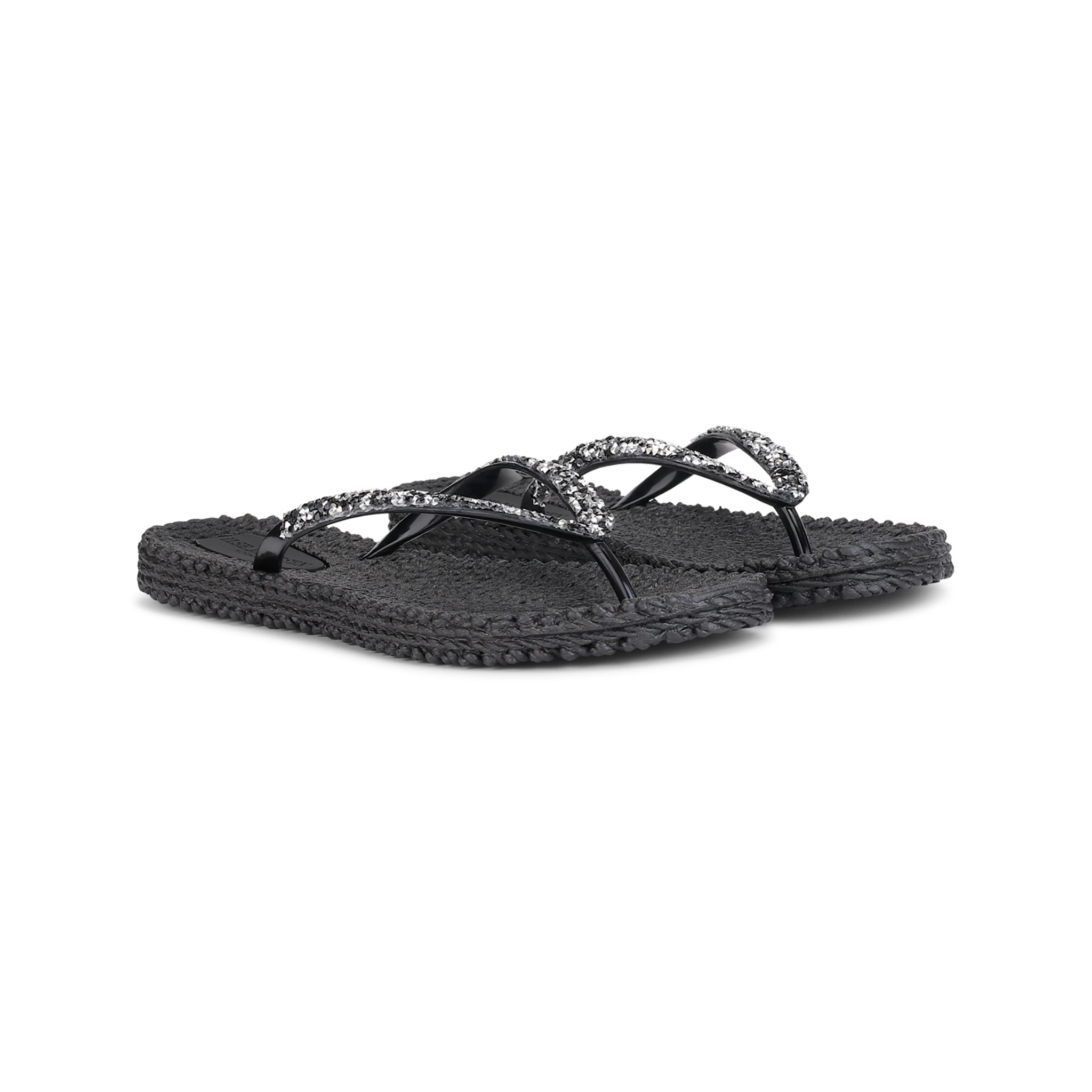 Flip Flop With Rhinestones - Black