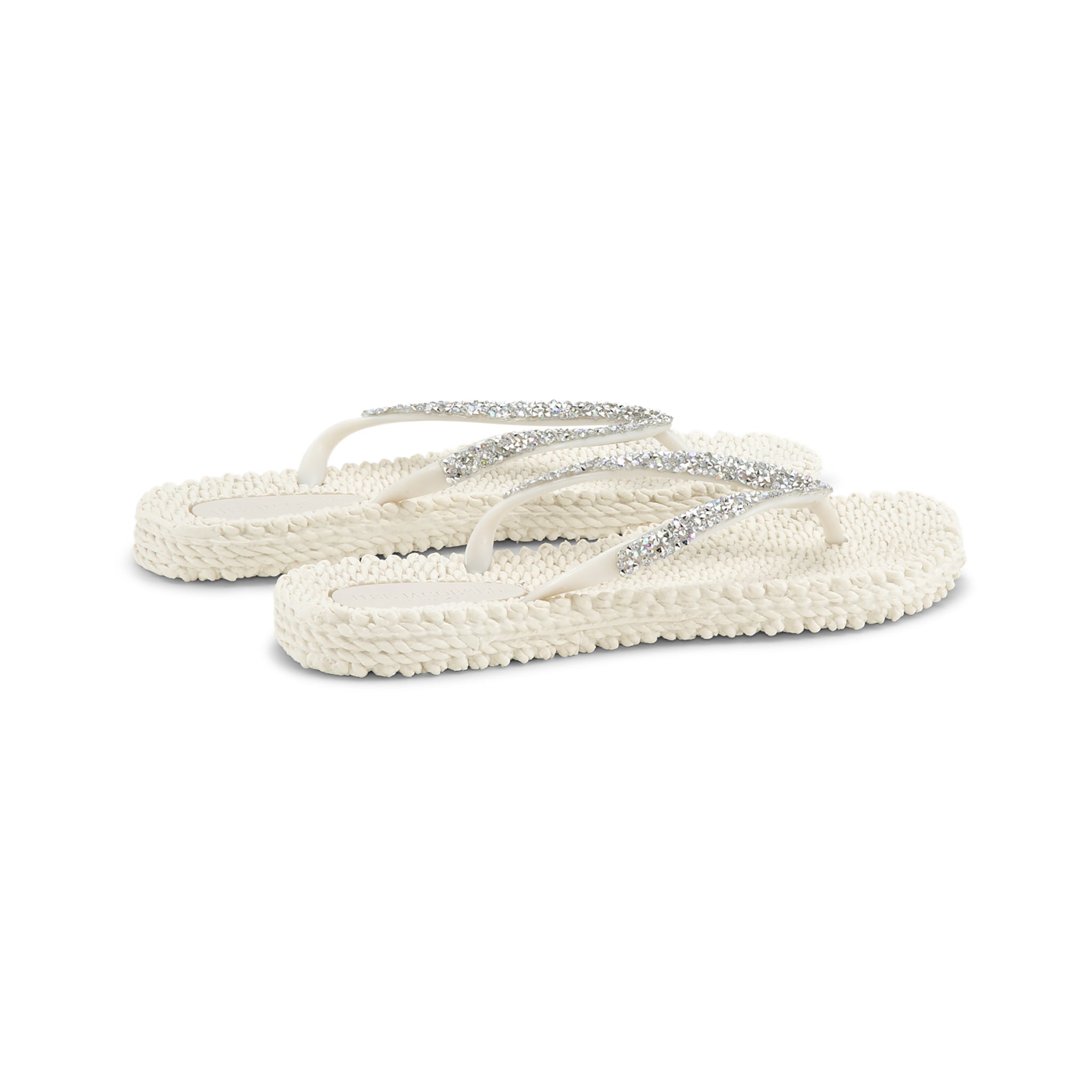 Flip Flop With Rhinestones - Creme