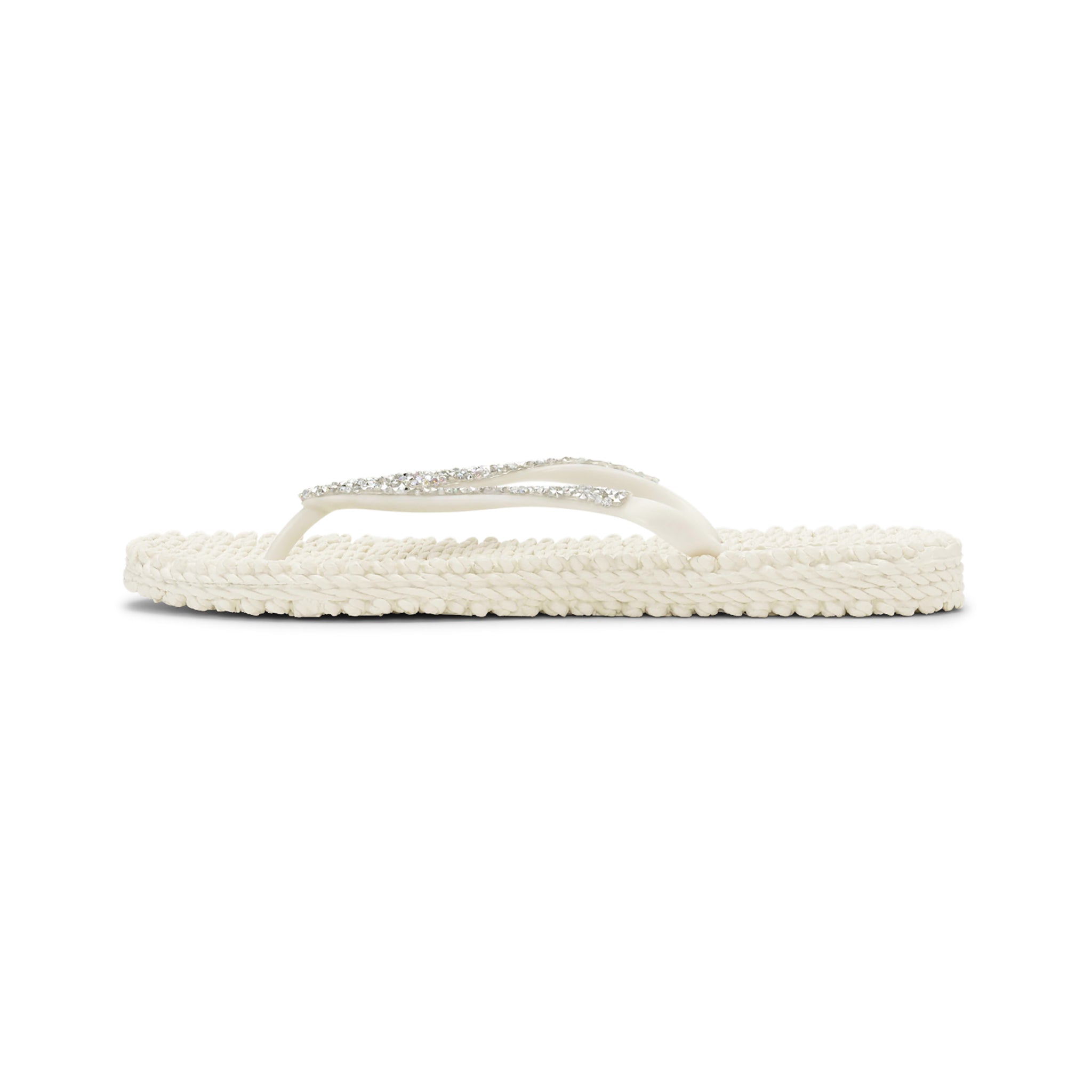 Flip Flop With Rhinestones - Creme