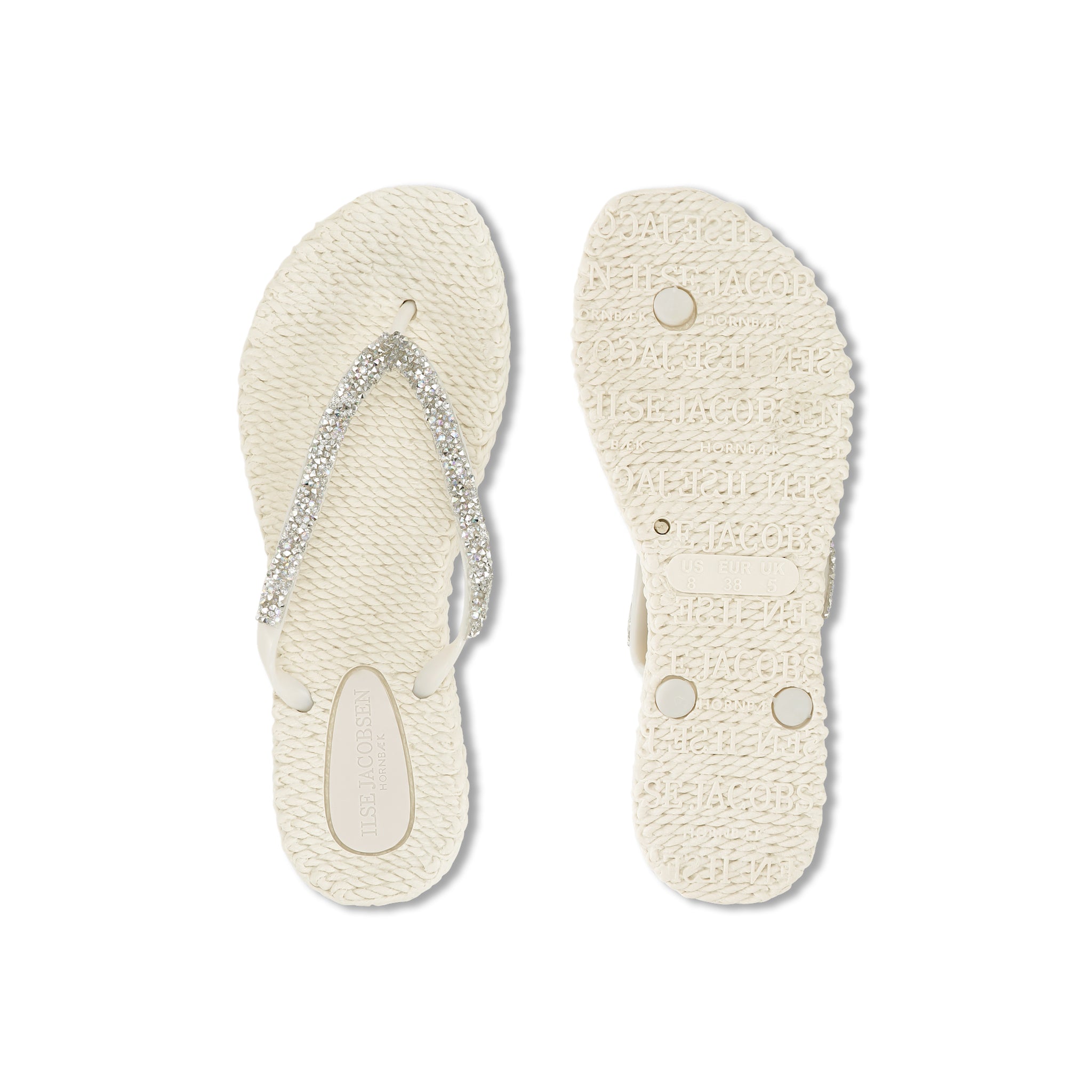 Flip Flop With Rhinestones - Creme