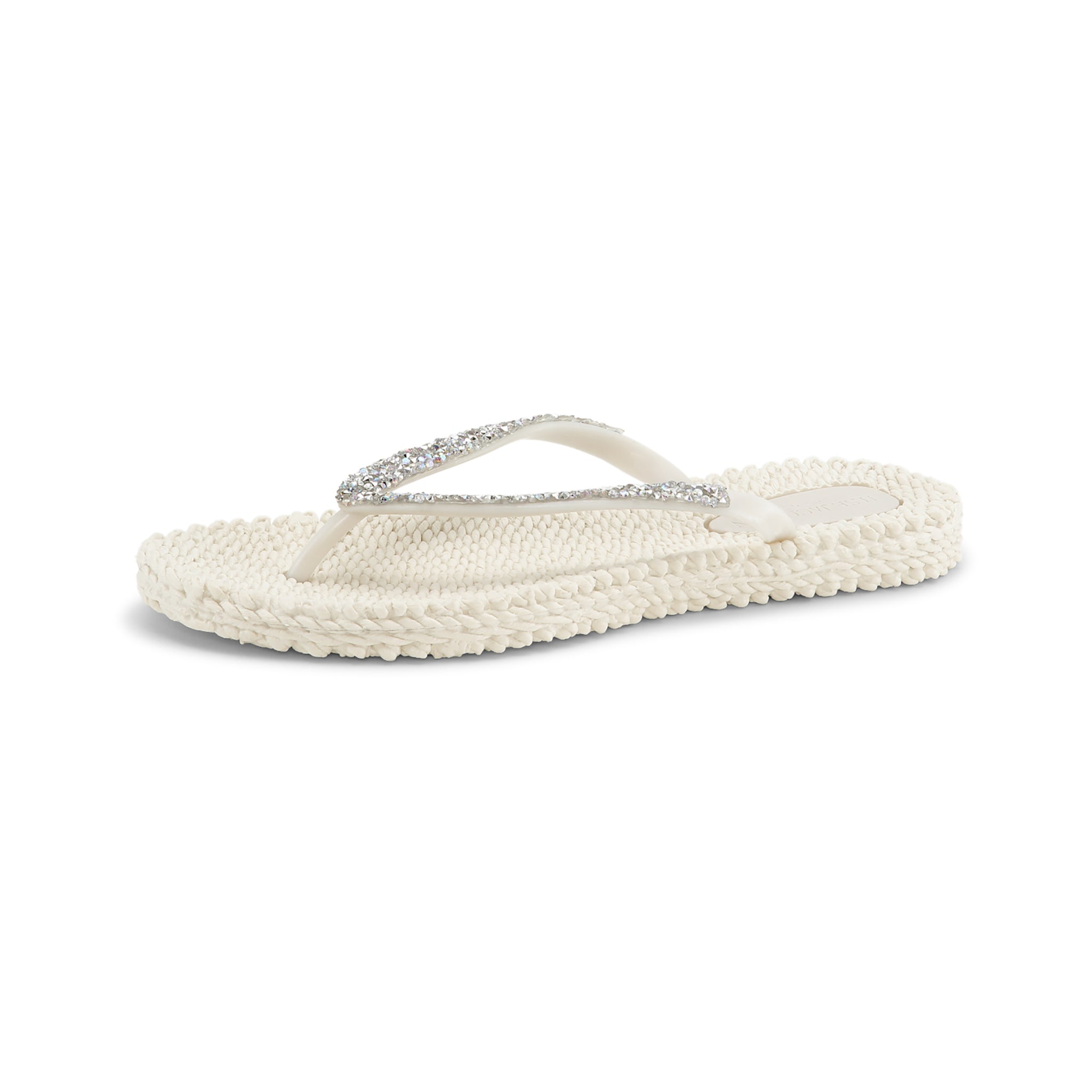 Flip Flop With Rhinestones - Creme
