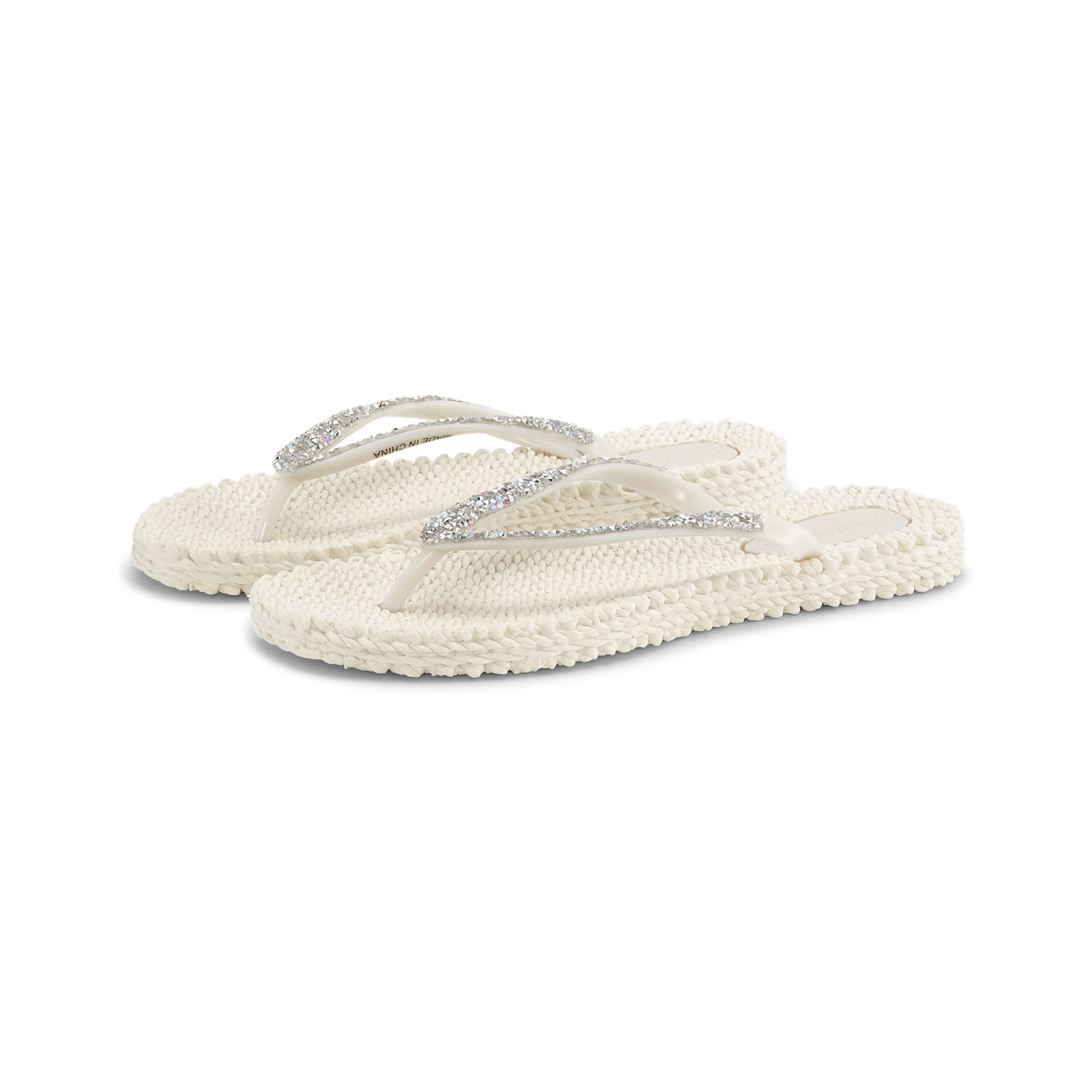 Flip Flop With Rhinestones - Creme