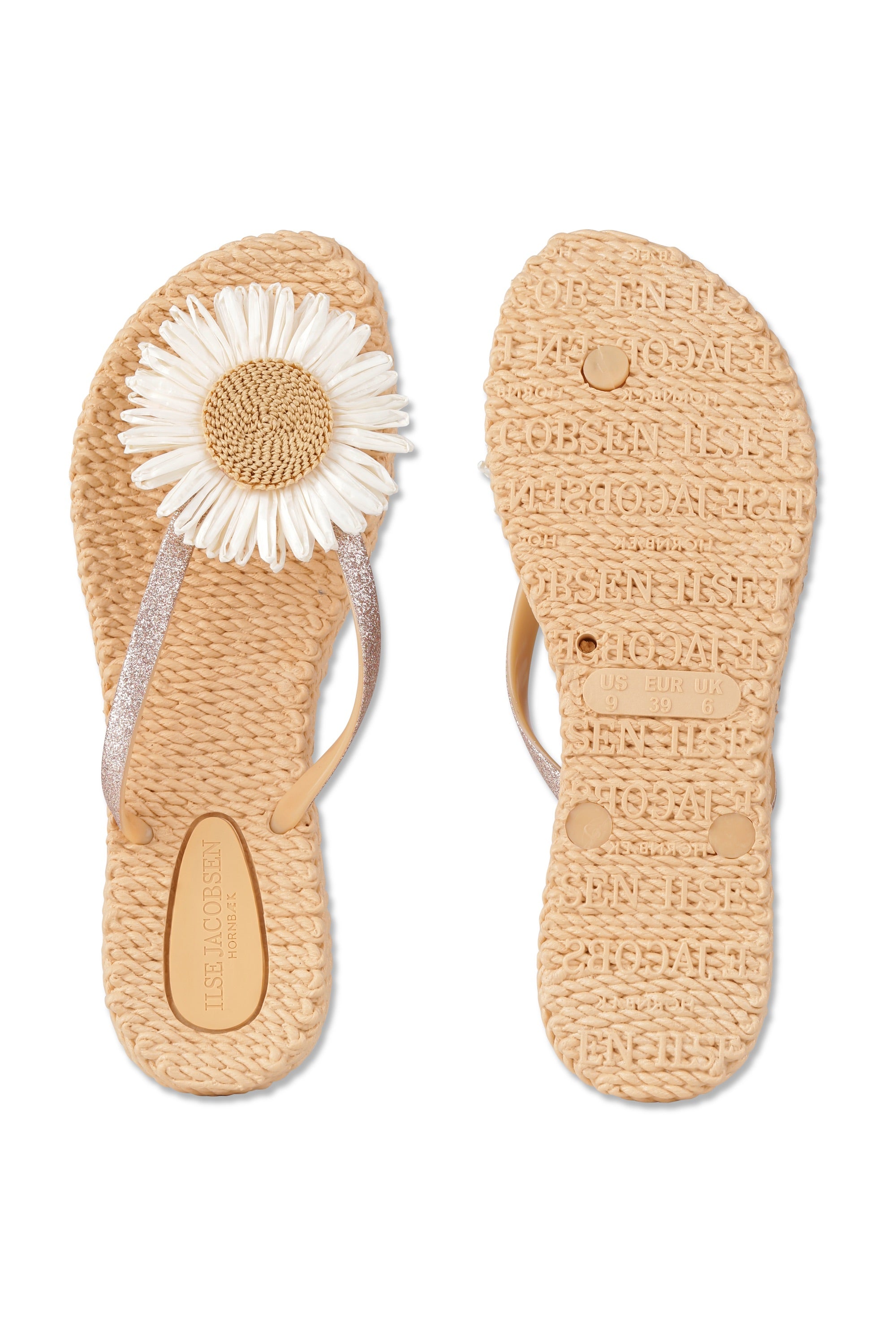 Flip Flop With Flower - Beige