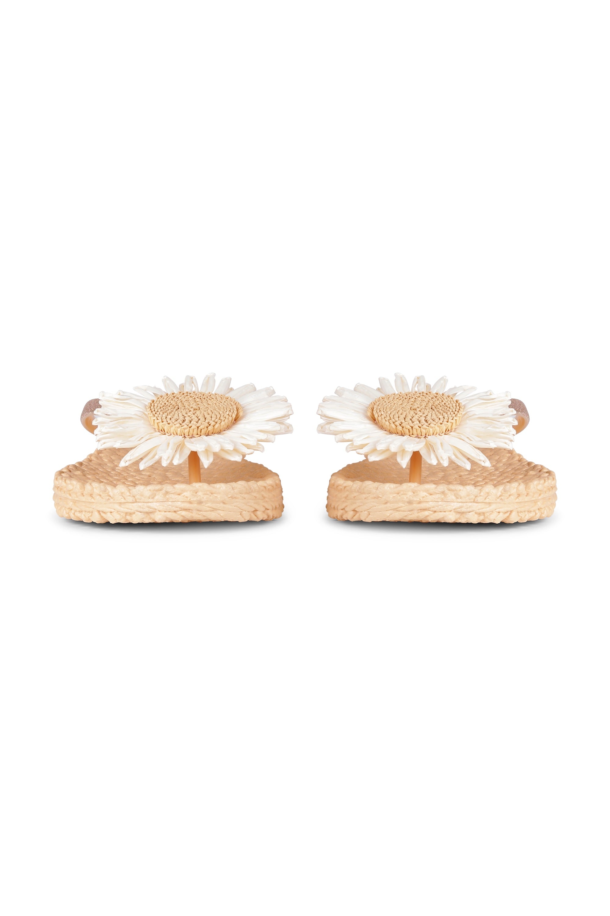 Flip Flop With Flower - Beige