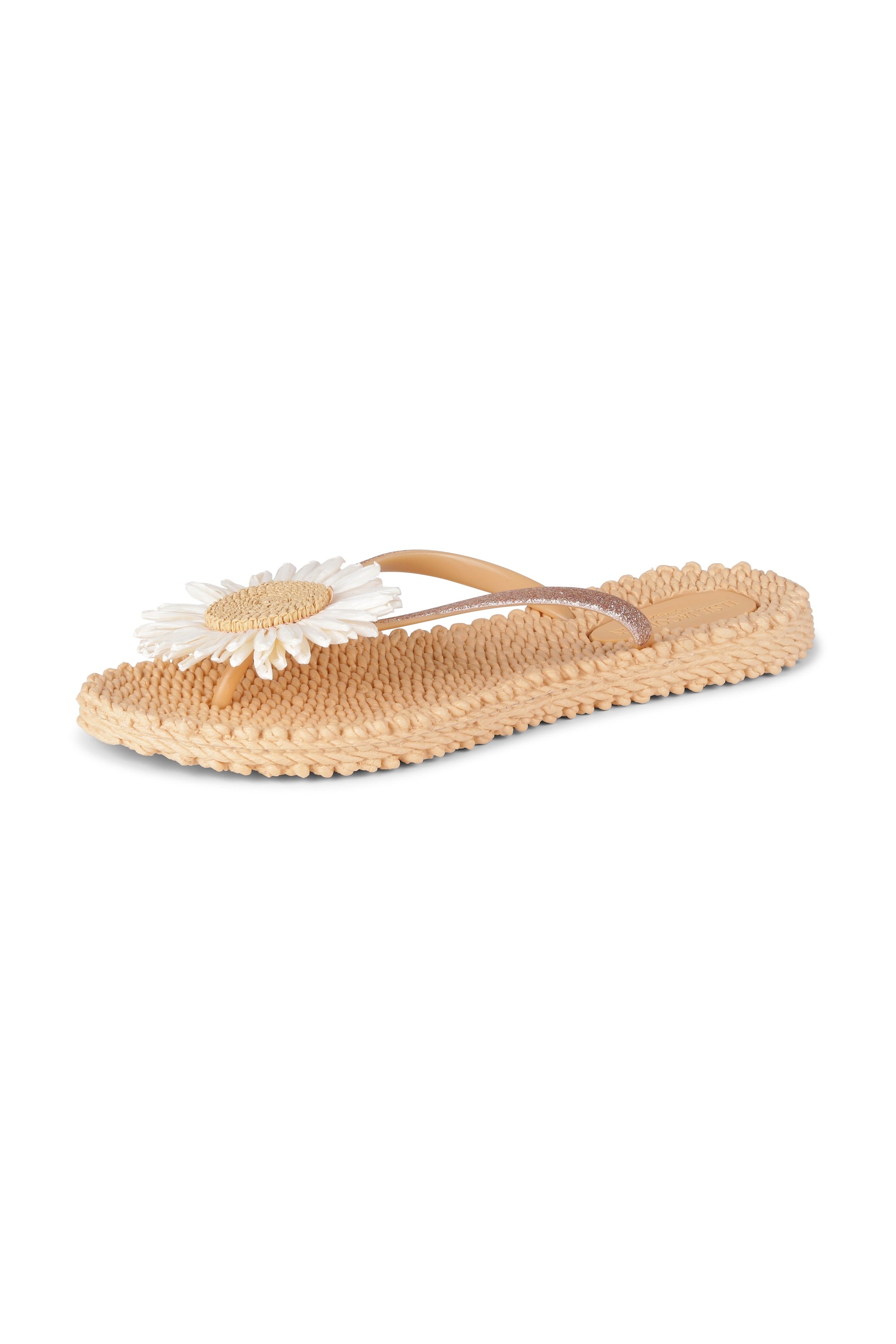 Flip Flop With Flower - Beige