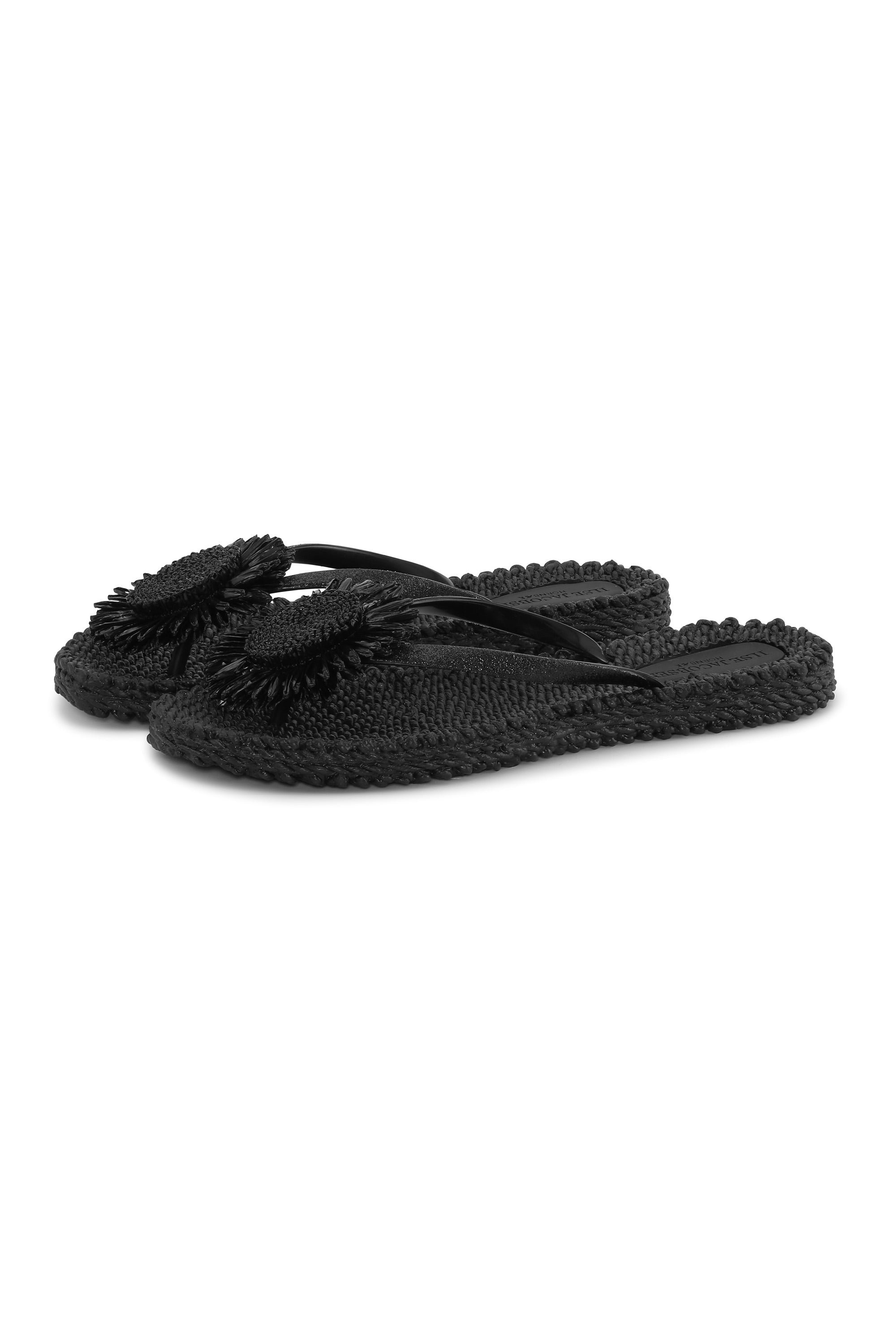 Flip Flop With Flower - Black