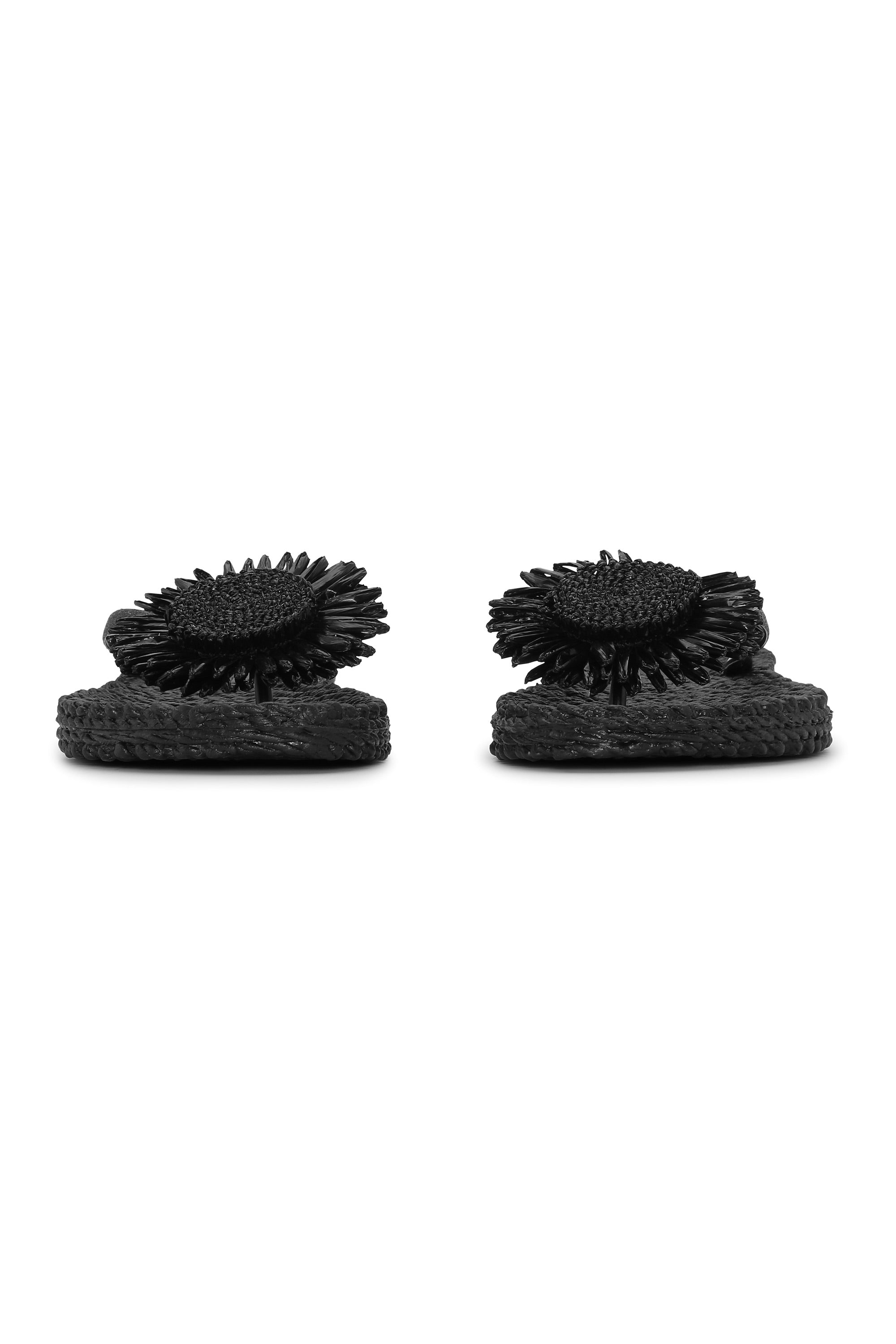 Flip Flop With Flower - Black