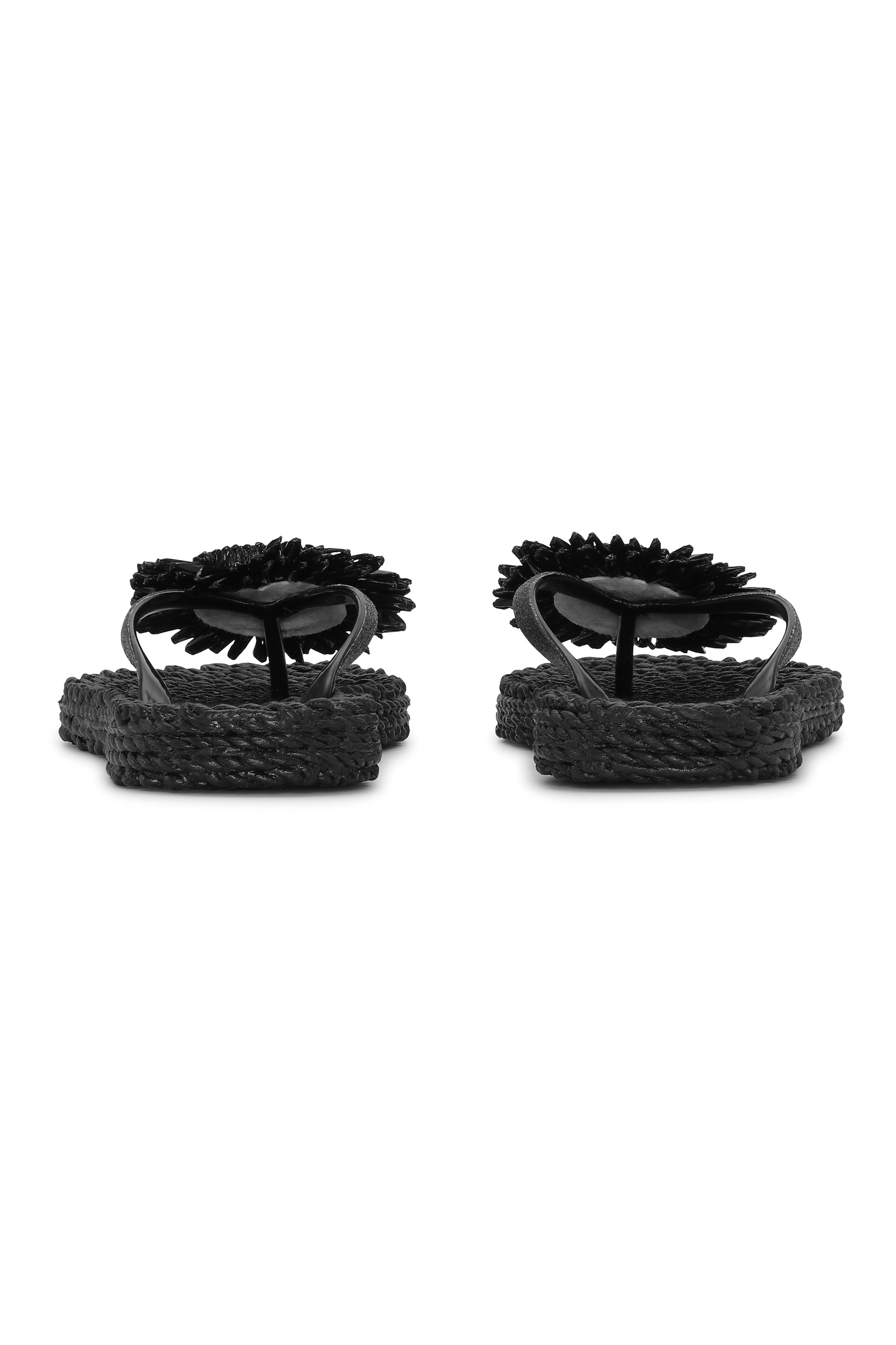 Flip Flop With Flower - Black