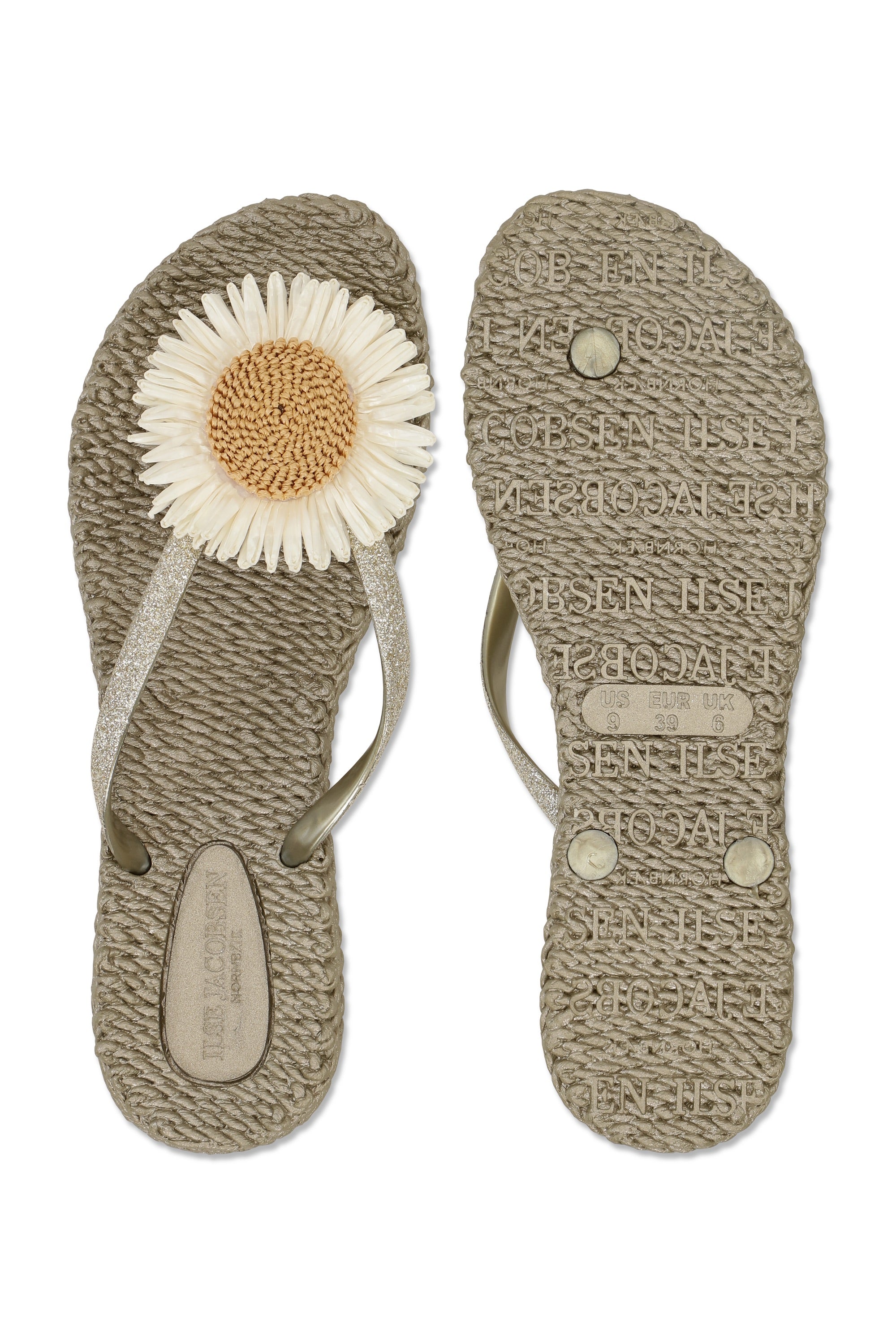 Flip Flop With Flower - Platin