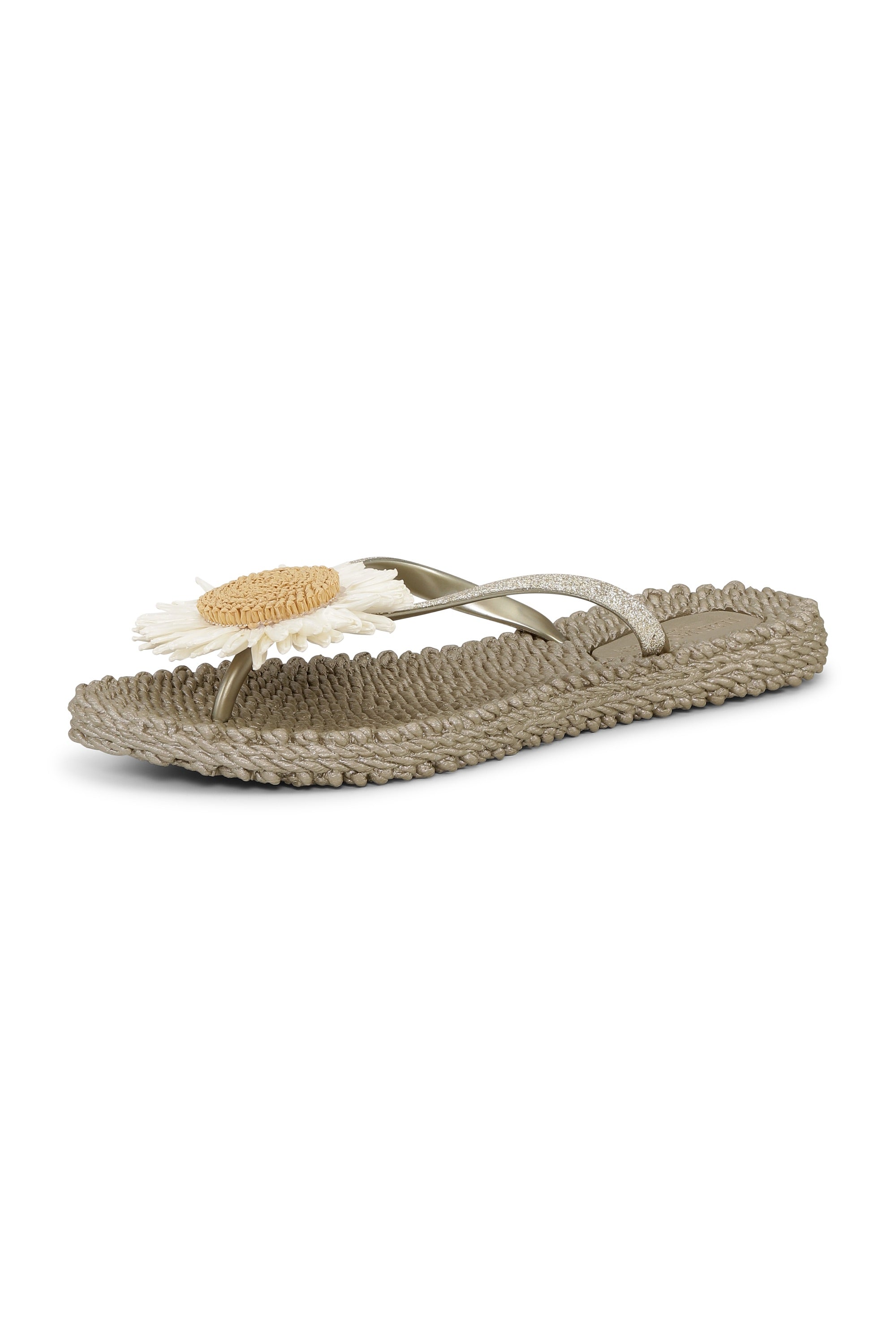 Flip Flop With Flower - Platin