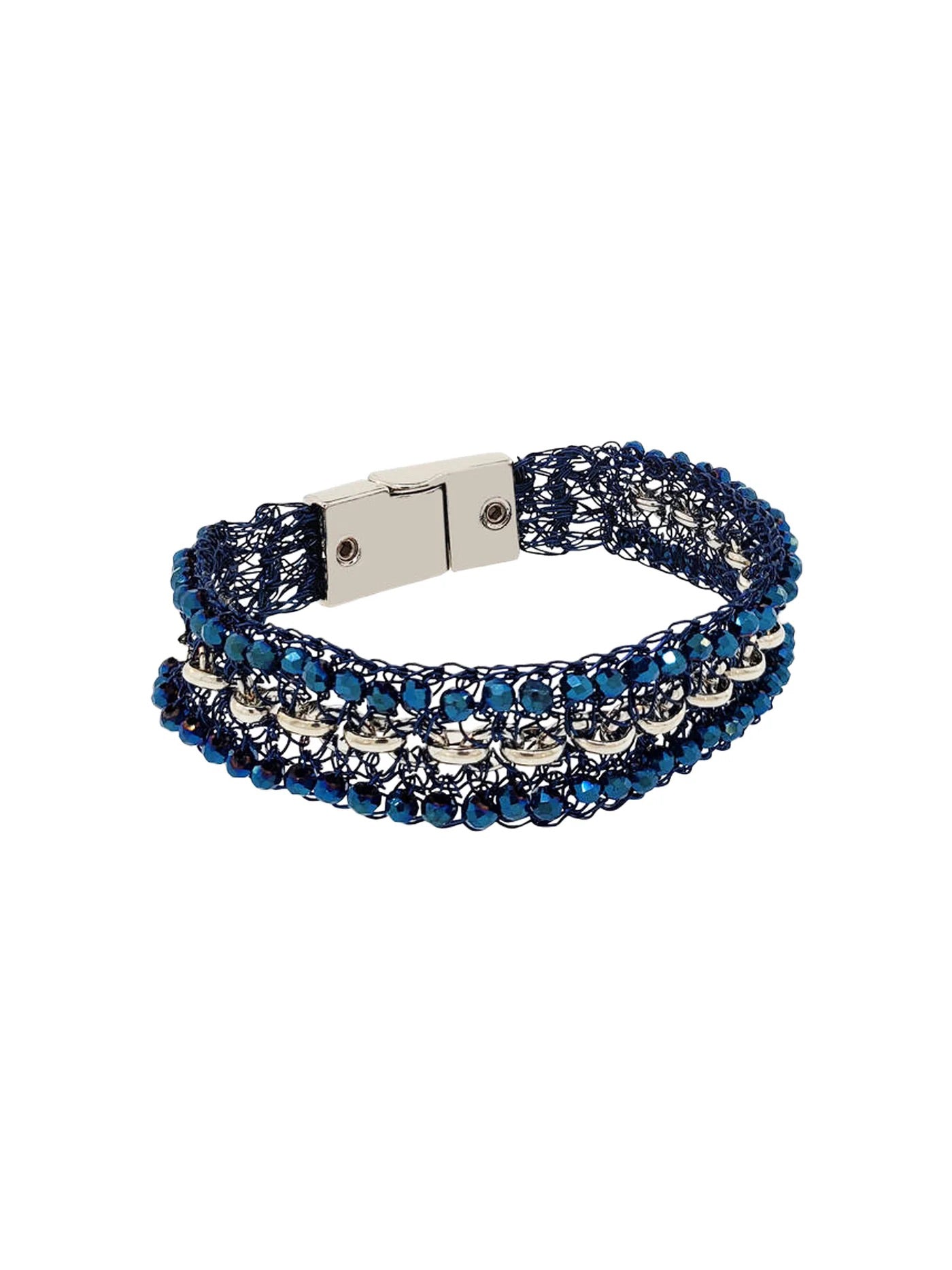 Navy Mix Flux Handmade Crochet Bracelet