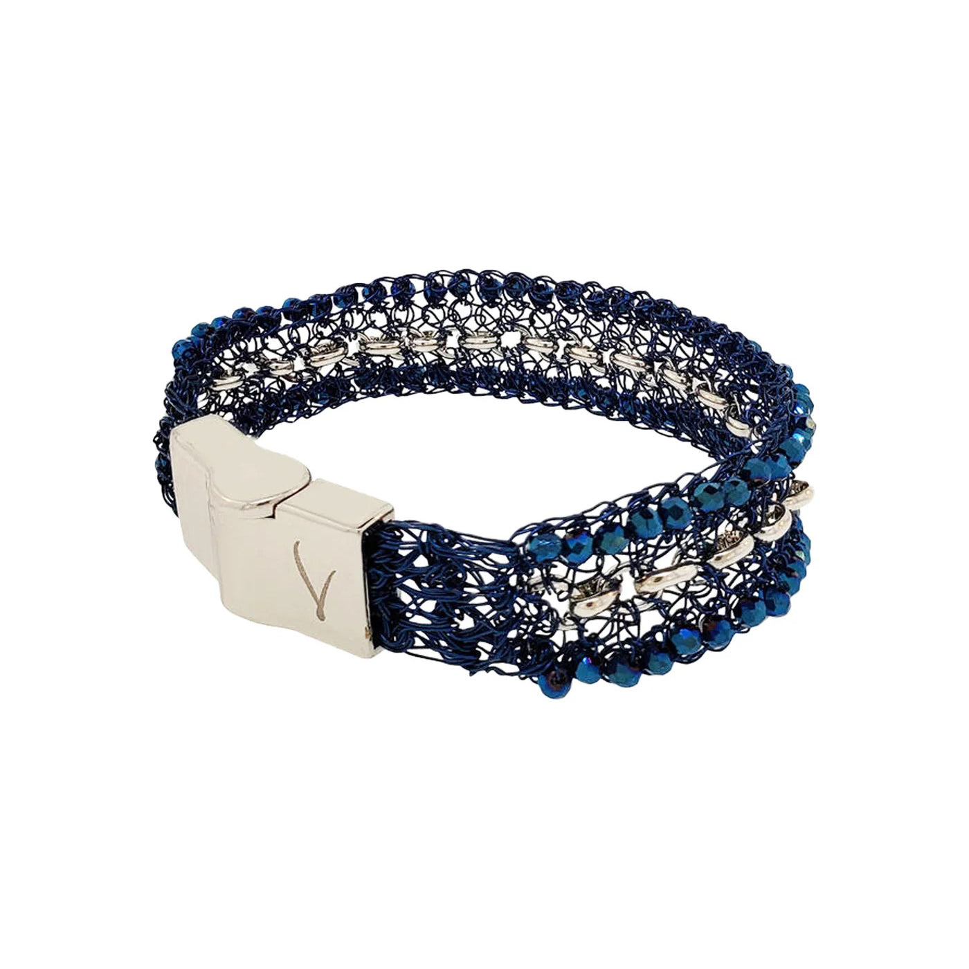 Navy Mix Flux Handmade Crochet Bracelet