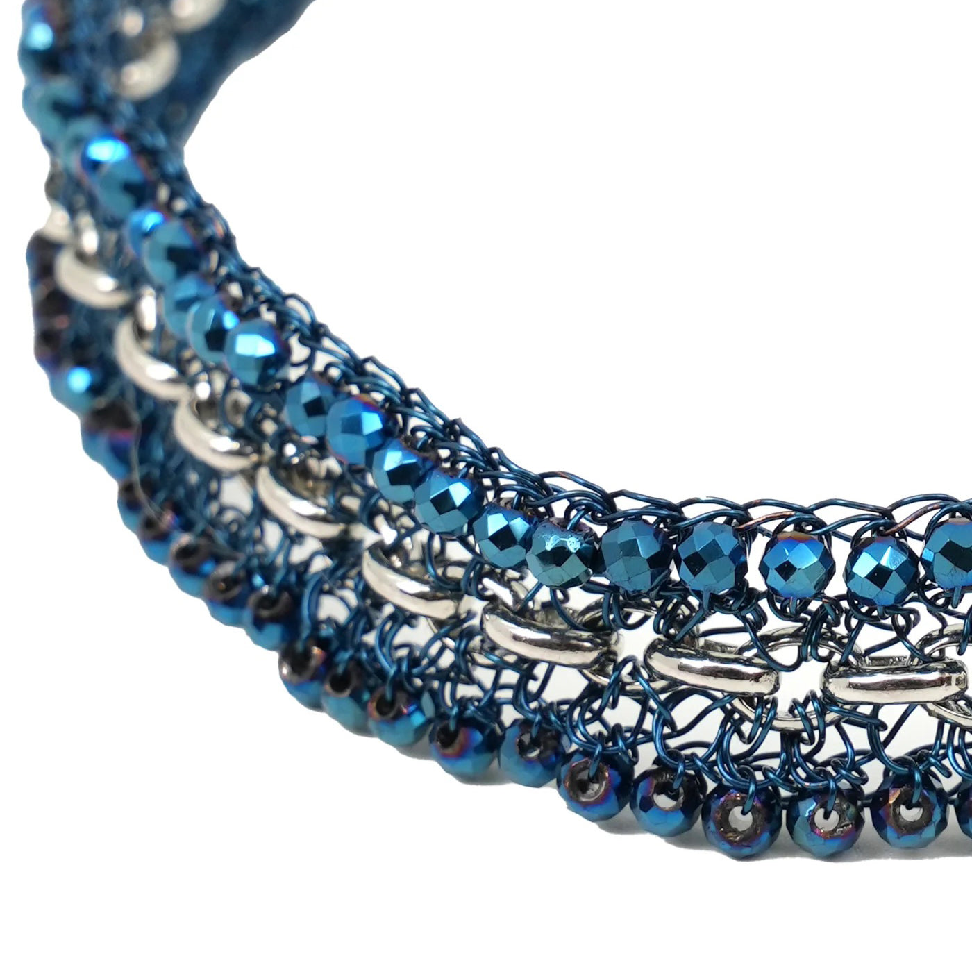 Navy Mix Flux Handmade Crochet Bracelet