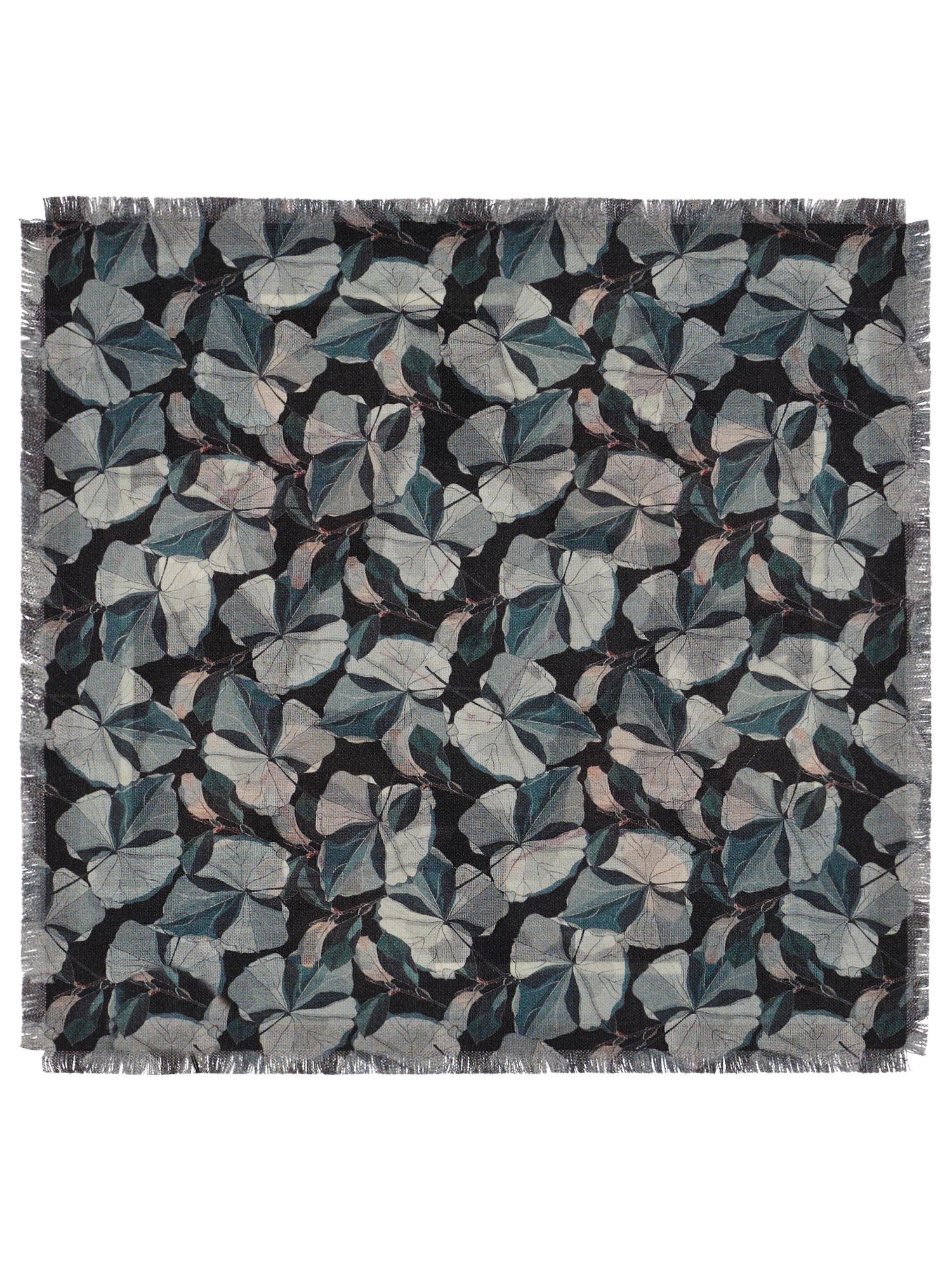 Wool-Silk  Bandana Scarf Magnolia Print