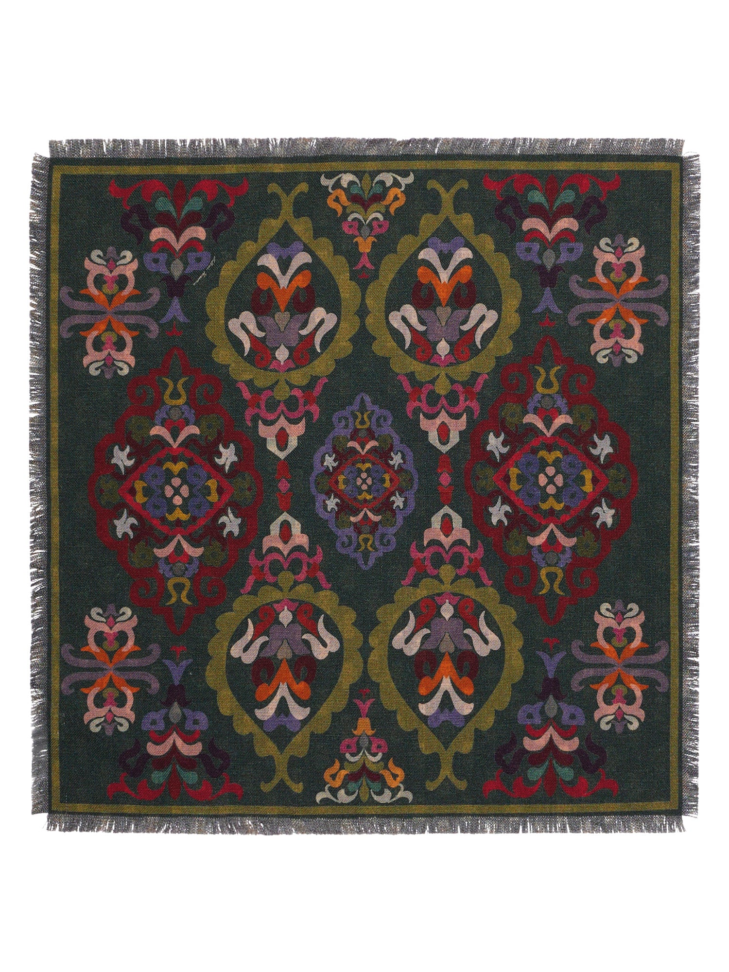 Wool-Silk Bandana Scarf Morocco Print