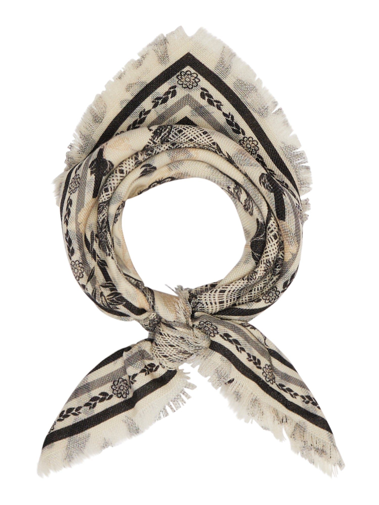 Wool-Silk Bandana Scarf Panther Print